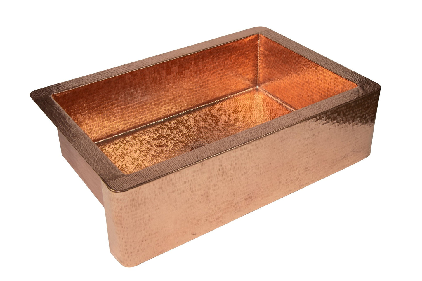 33" Farmhouse Single Well Plain Straight Apron Hammered Copper Kitchen Sink - Marsh and Manor Collective
