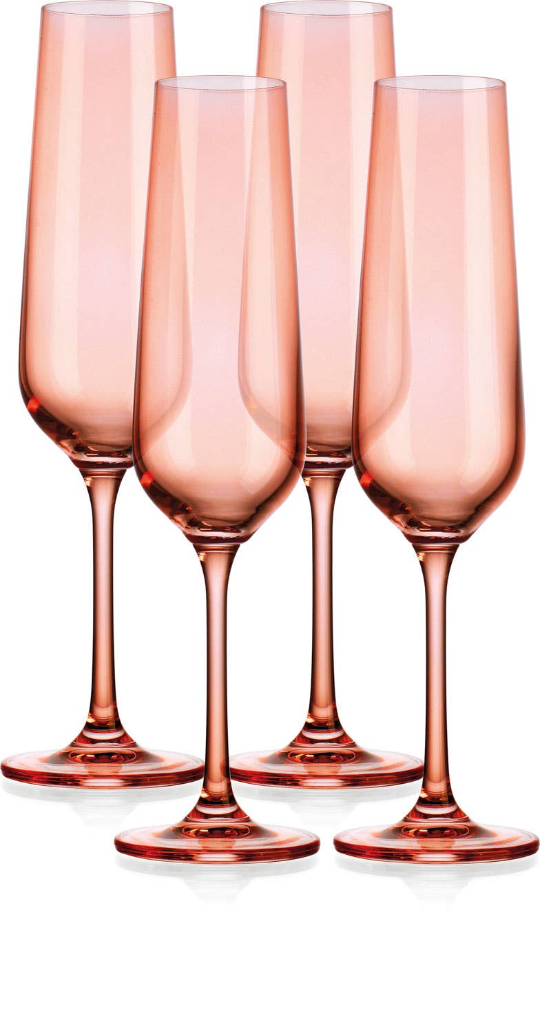 Set of Four Colored Champagne Flutes - multi colors avail: Amethyst