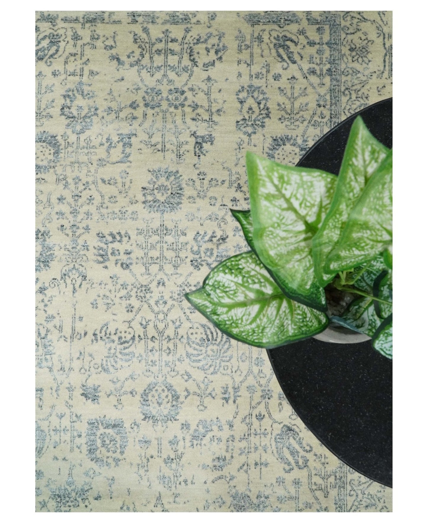 4x6 Fine Hand Knotted Beige and Gray Traditional Vintage Persian Style Antique Wool and Silk Rug | AGR14 - Marsh and Manor Collective
