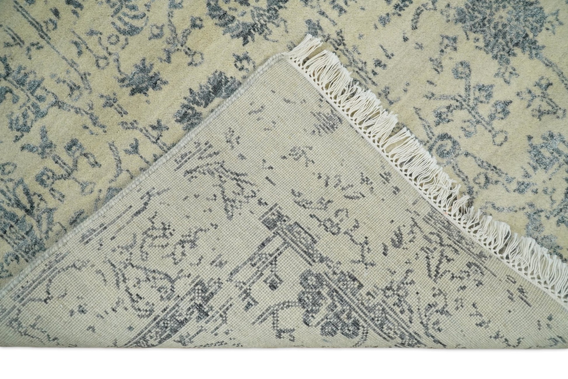 4x6 Fine Hand Knotted Beige and Gray Traditional Vintage Persian Style Antique Wool and Silk Rug | AGR14 - Marsh and Manor Collective