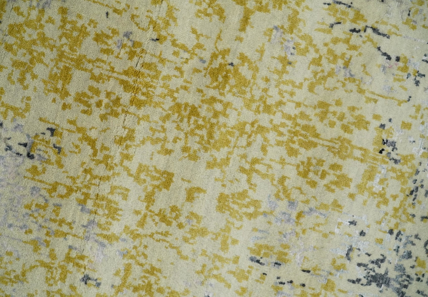 4x6 Fine Hand Knotted Gold, Gray and Ivory Modern Abstract Wool and SIlk Area Rug | AGR17 - Marsh and Manor Collective