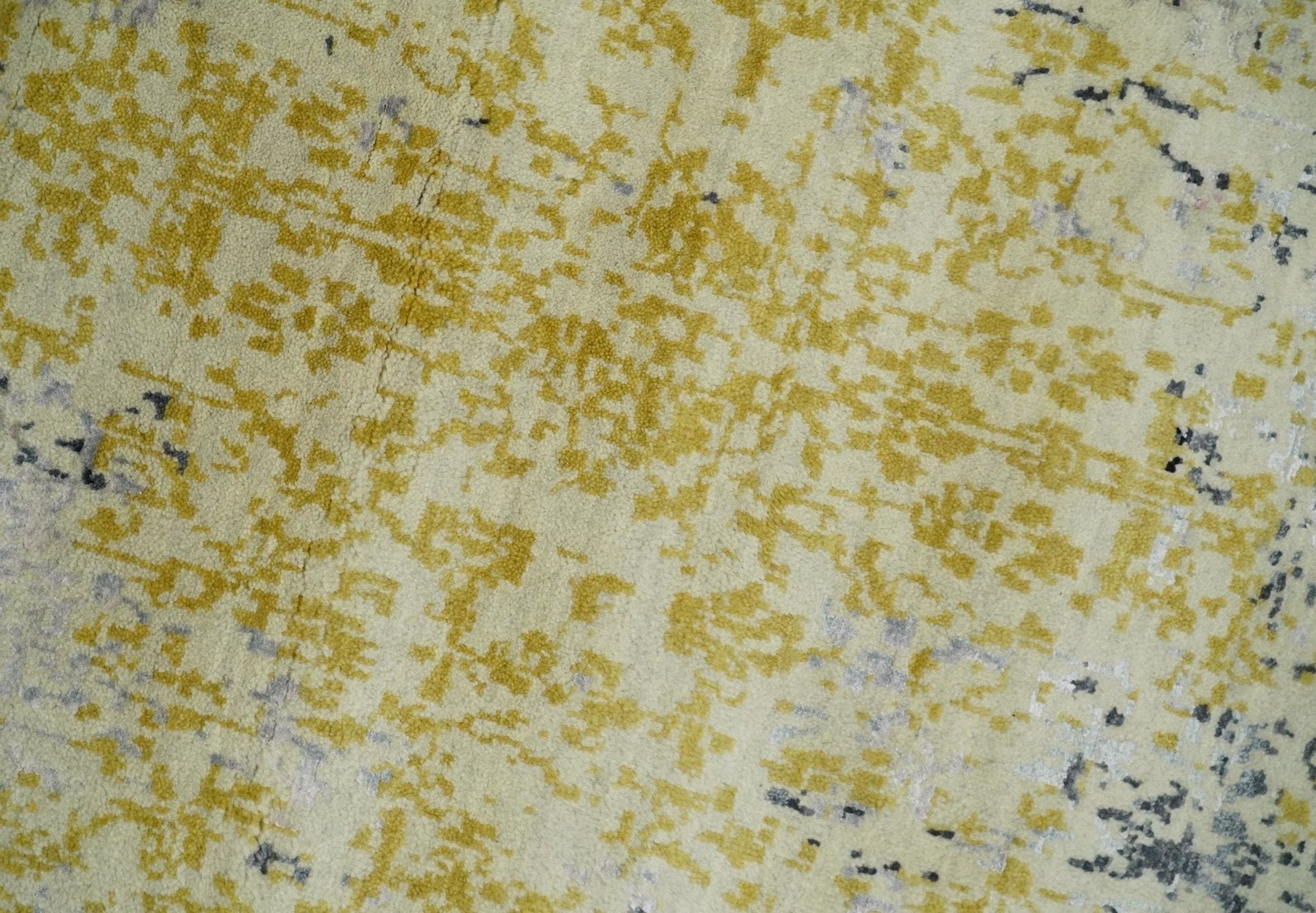 4x6 Fine Hand Knotted Gold, Gray and Ivory Modern Abstract Wool and SIlk Area Rug | AGR17 - Marsh and Manor Collective