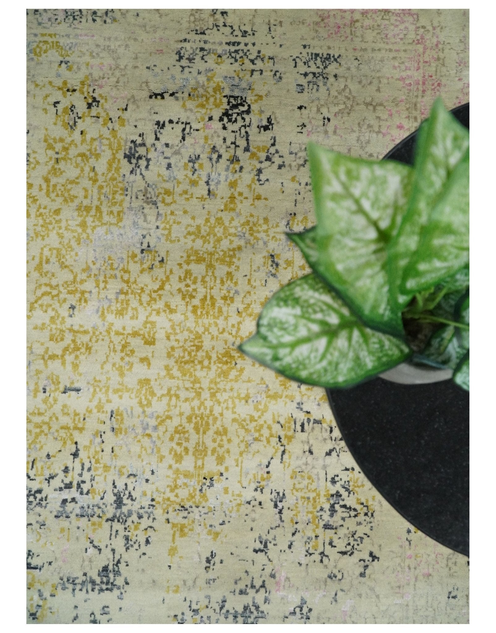 4x6 Fine Hand Knotted Gold, Gray and Ivory Modern Abstract Wool and SIlk Area Rug | AGR17 - Marsh and Manor Collective
