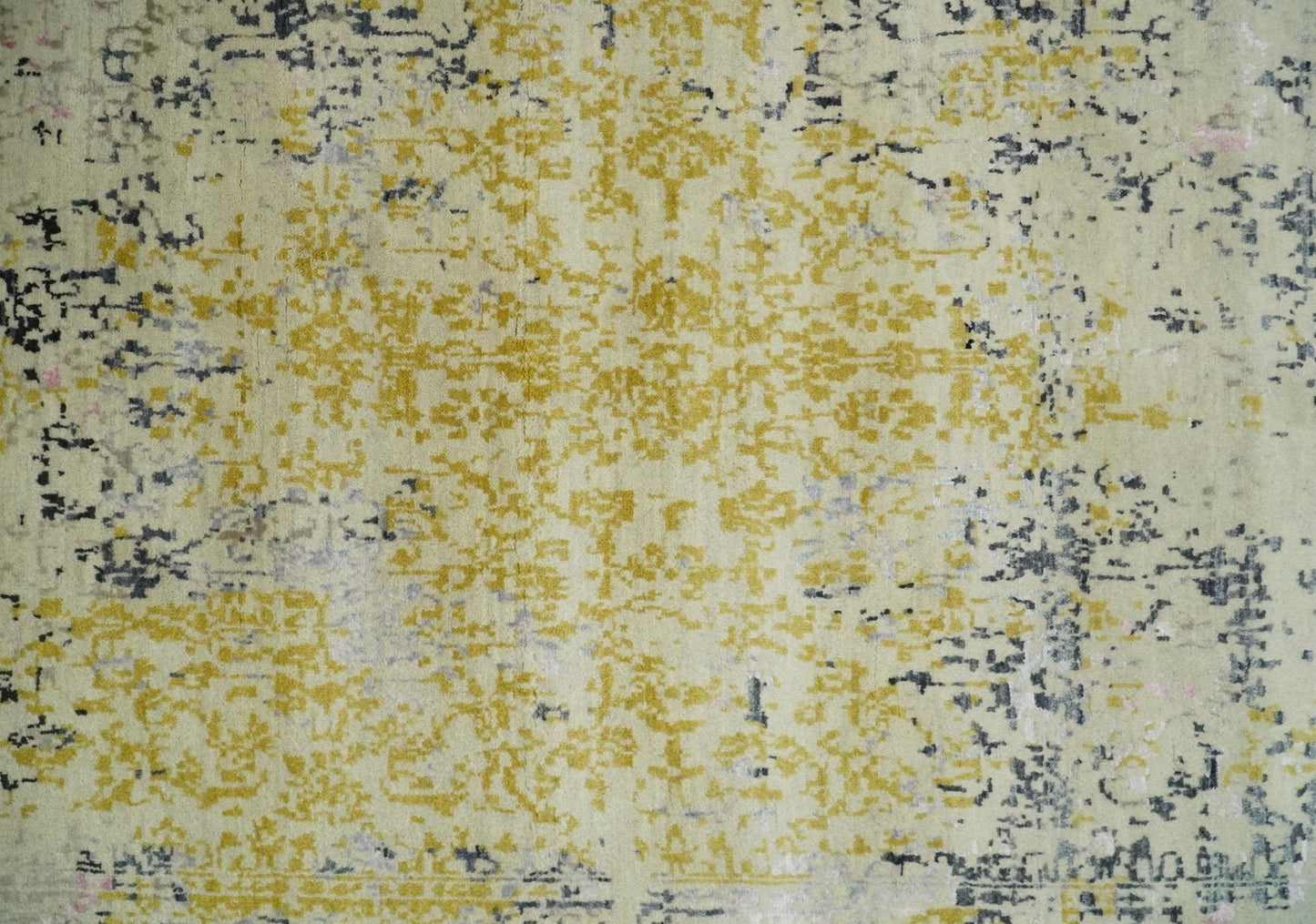 4x6 Fine Hand Knotted Gold, Gray and Ivory Modern Abstract Wool and SIlk Area Rug | AGR17 - Marsh and Manor Collective