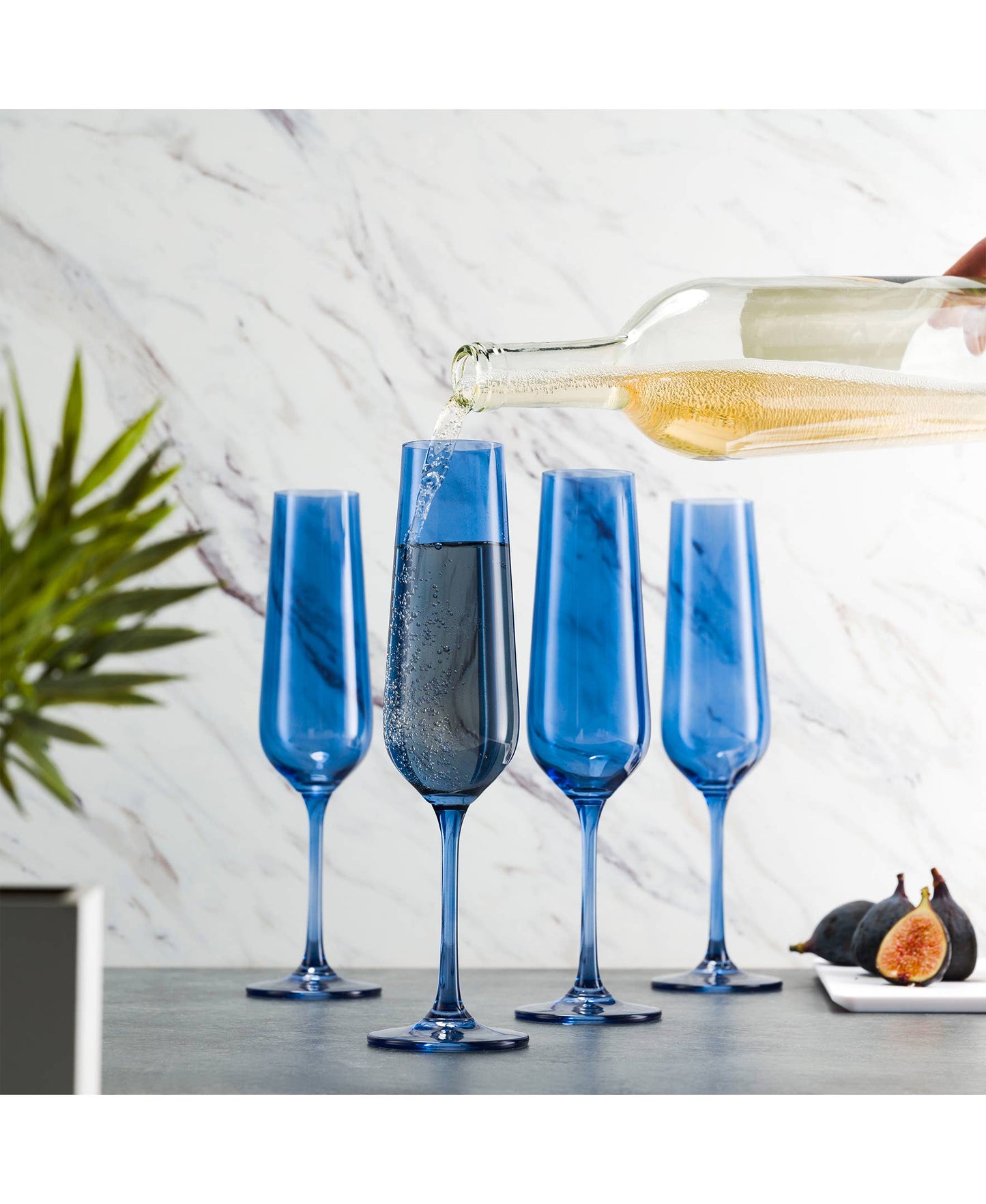 Set of Four Colored Champagne Flutes - multi colors avail: Amethyst