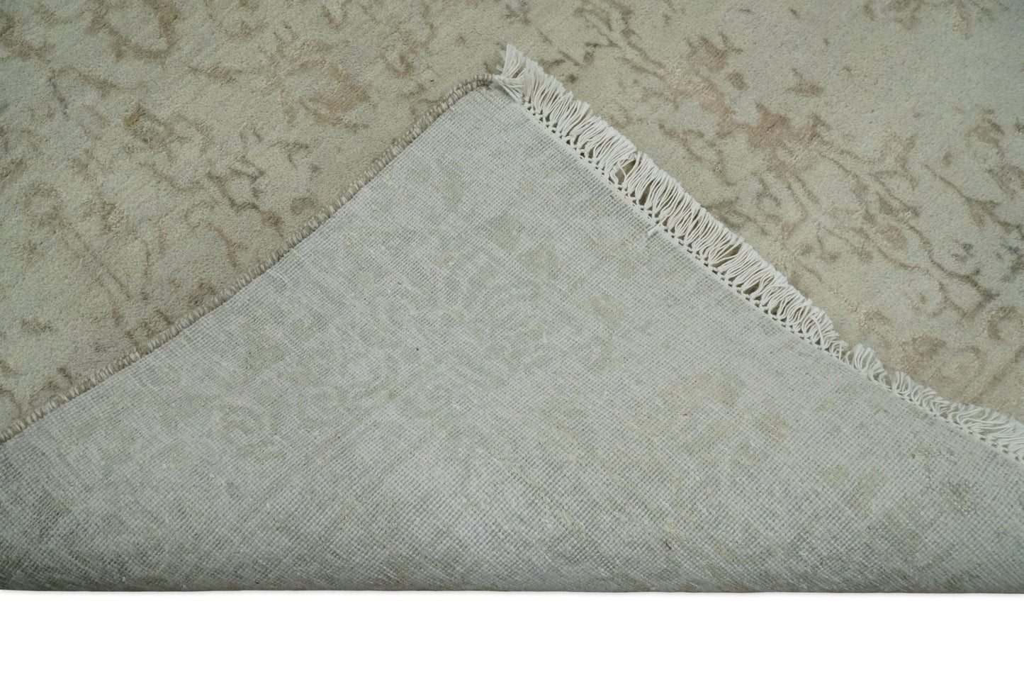 5x7 Fine Hand Knotted Beige and Brown Traditional Vintage Persian Style Antique Wool and Silk Rug | AGR50 - Marsh and Manor Collective