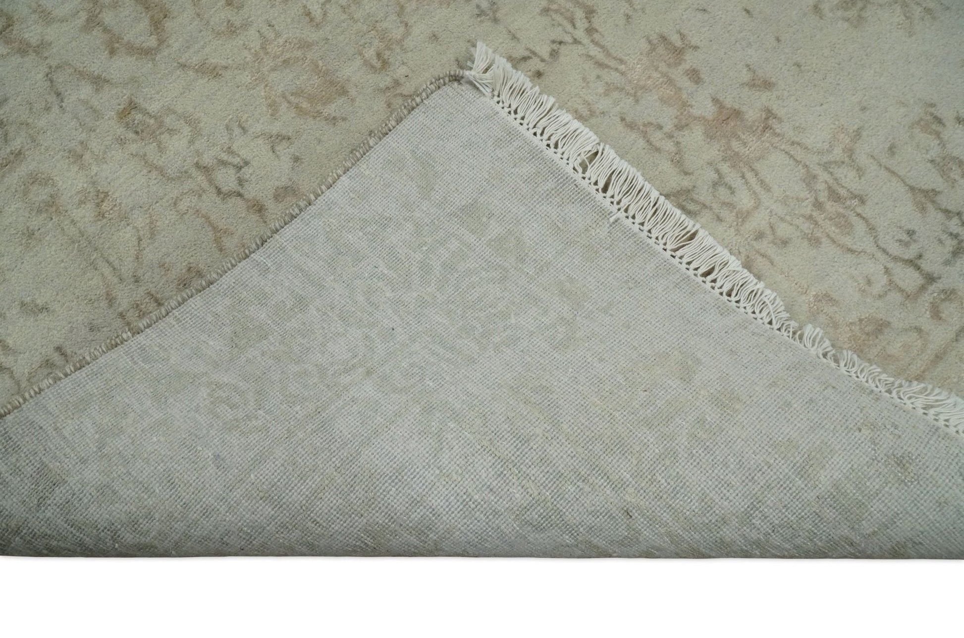 5x7 Fine Hand Knotted Beige and Brown Traditional Vintage Persian Style Antique Wool and Silk Rug | AGR50 - Marsh and Manor Collective