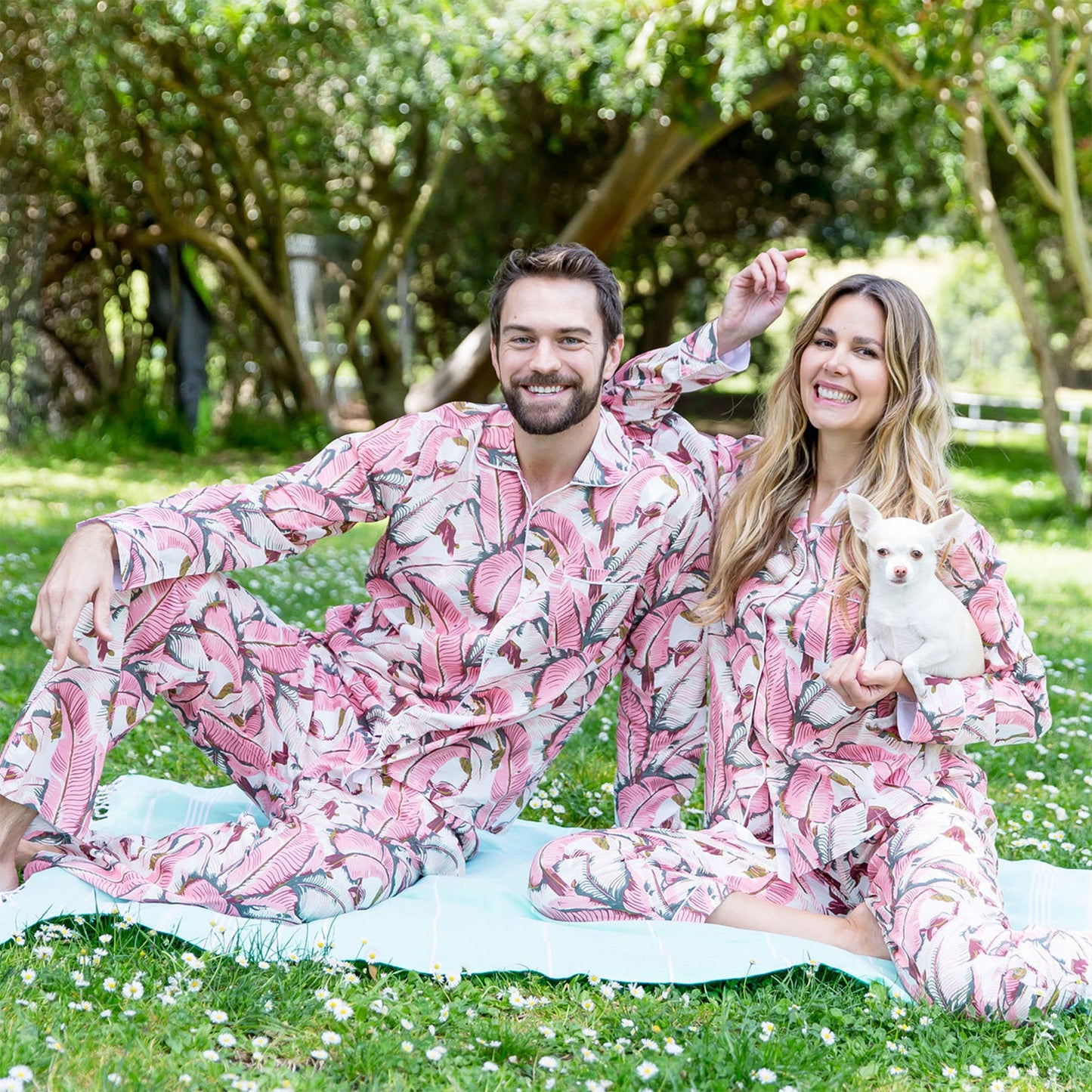 Men's Martinique® Pink Banana Leaf Long PJ Set