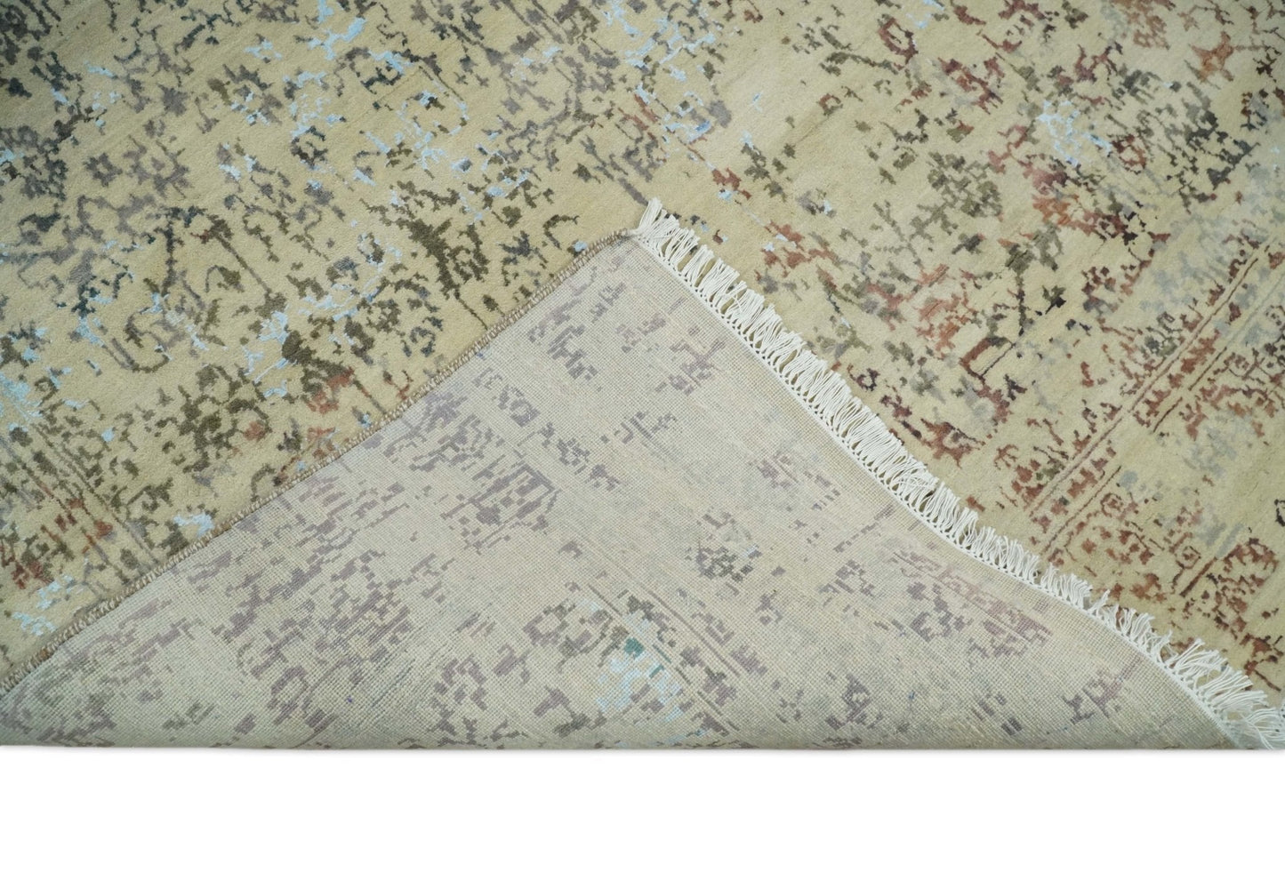 6x9 Fine Hand Knotted Beige and Rust Traditional Vintage Persian Style Antique Wool and Silk Rug | AGR2 - Marsh and Manor Collective