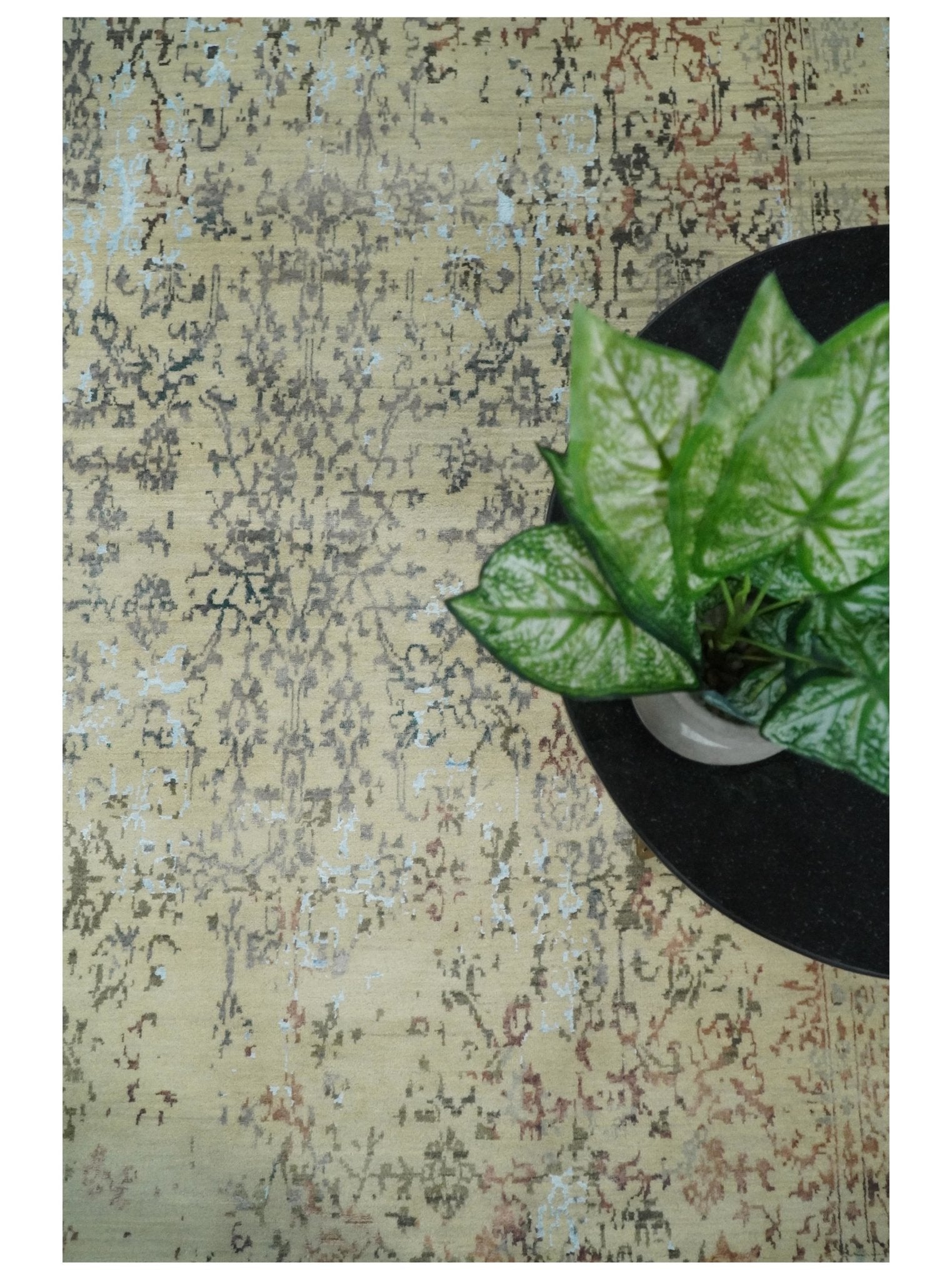 6x9 Fine Hand Knotted Beige and Rust Traditional Vintage Persian Style Antique Wool and Silk Rug | AGR2 - Marsh and Manor Collective