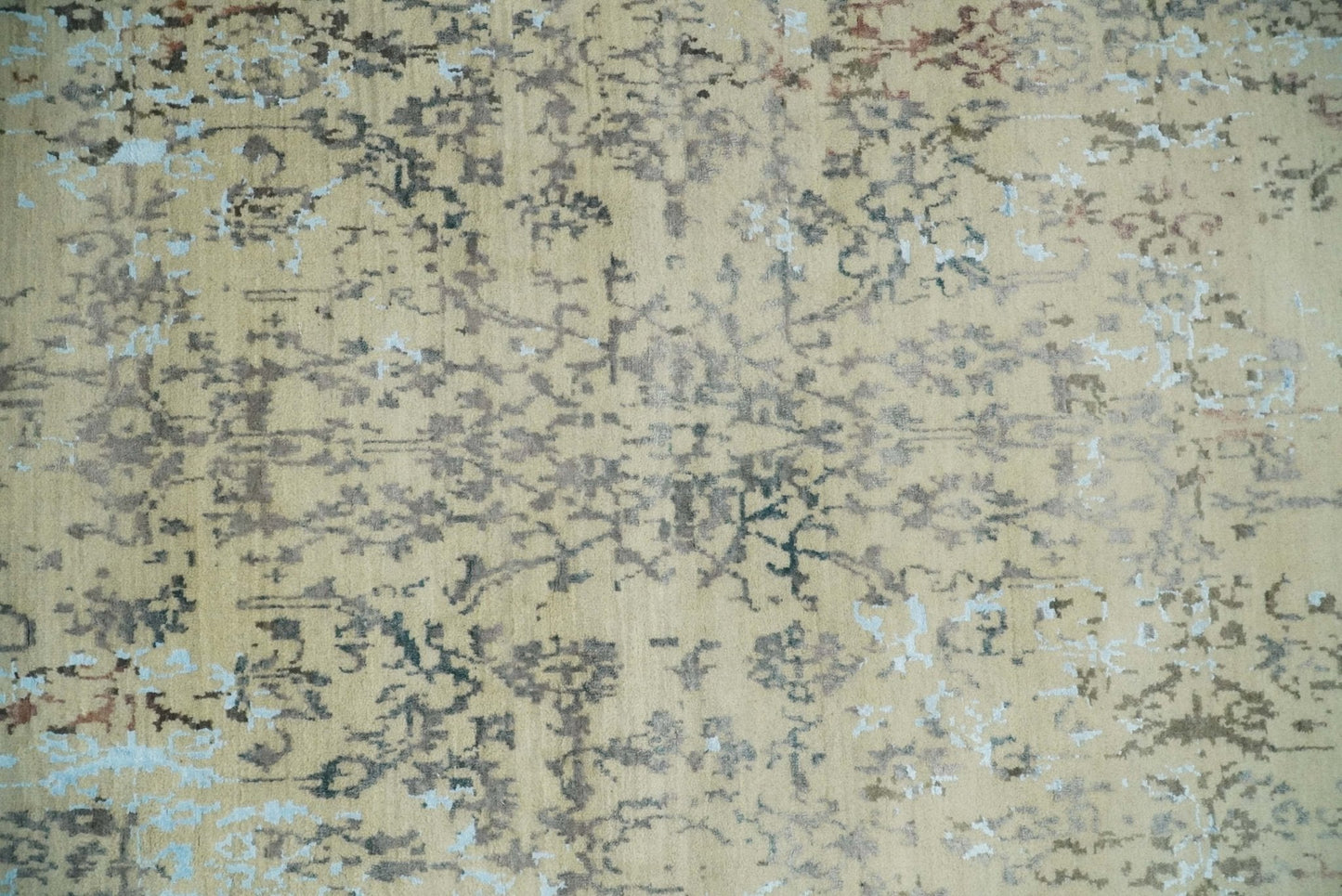6x9 Fine Hand Knotted Beige and Rust Traditional Vintage Persian Style Antique Wool and Silk Rug | AGR2 - Marsh and Manor Collective
