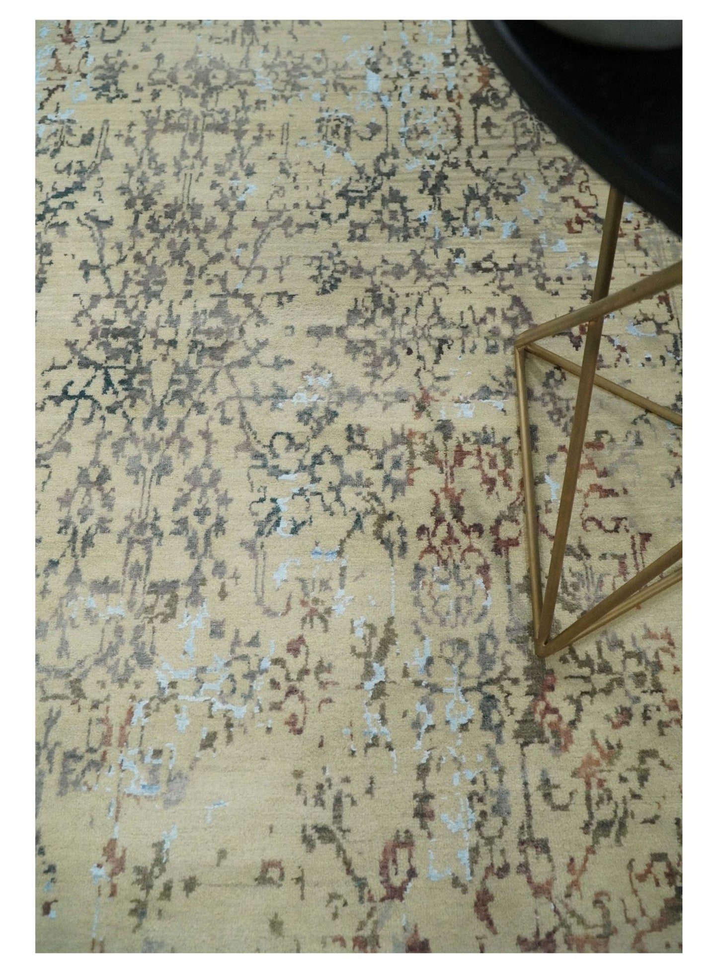 6x9 Fine Hand Knotted Beige and Rust Traditional Vintage Persian Style Antique Wool and Silk Rug | AGR2 - Marsh and Manor Collective