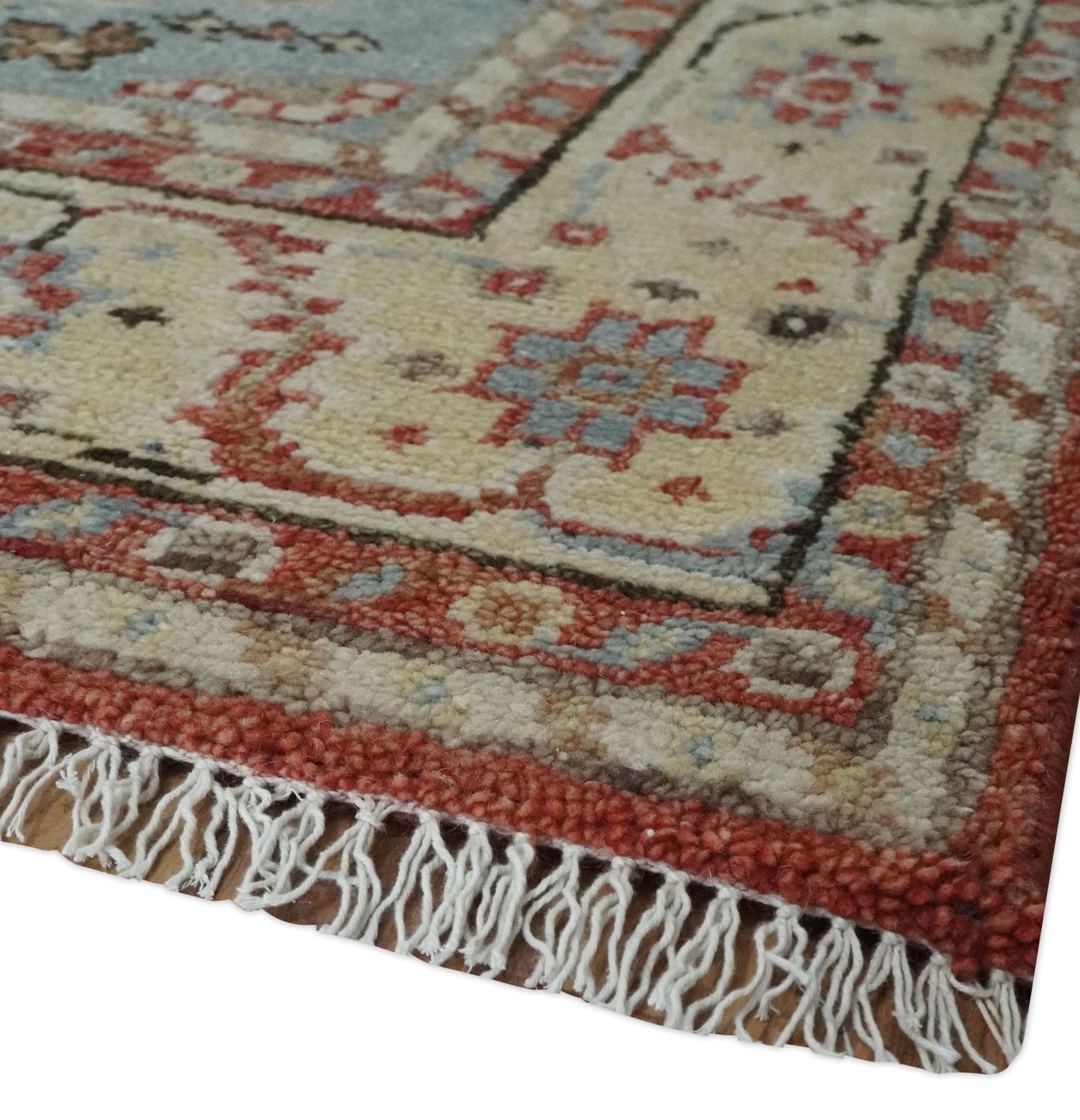 8x10 Antique look Traditional Floral Gray, Rust and Beige Hand knotted wool Area Rug - Marsh and Manor Collective