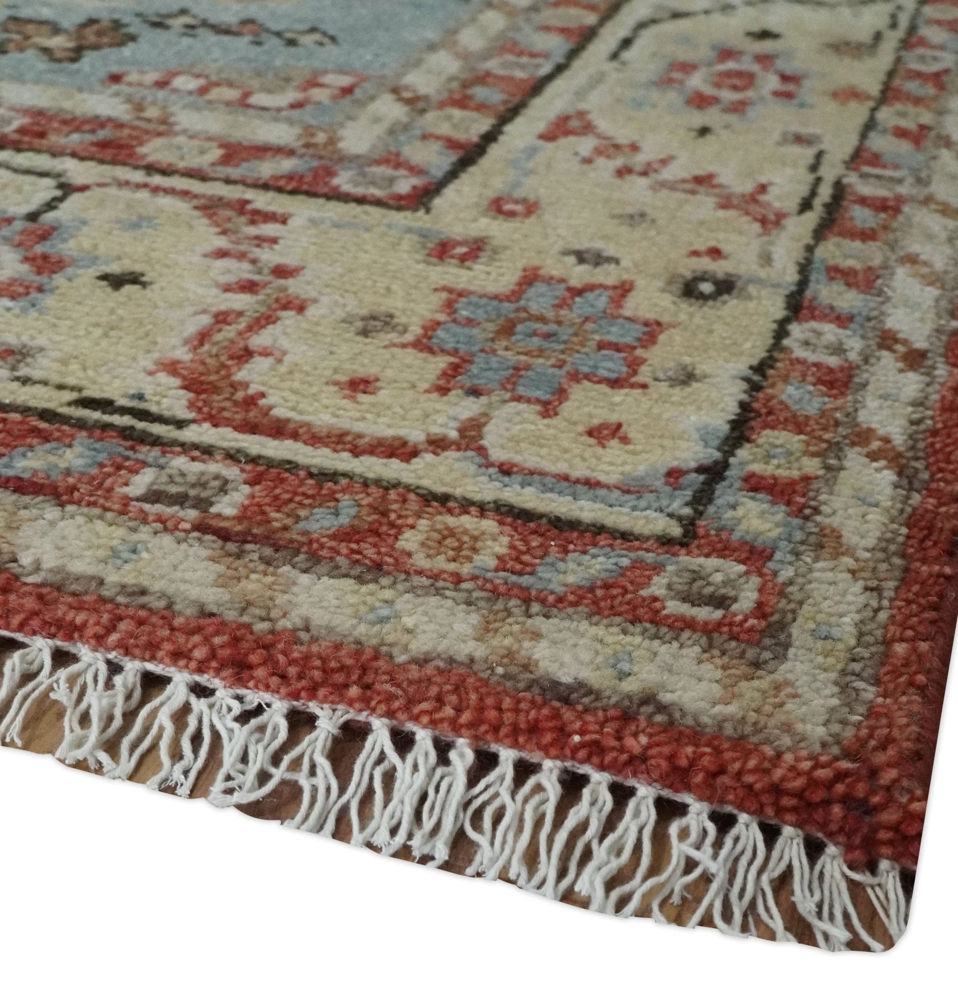 8x10 Antique look Traditional Floral Gray, Rust and Beige Hand knotted wool Area Rug - Marsh and Manor Collective