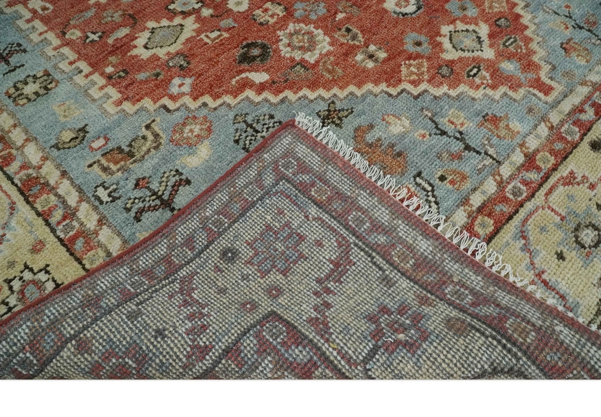 8x10 Antique look Traditional Floral Gray, Rust and Beige Hand knotted wool Area Rug - Marsh and Manor Collective