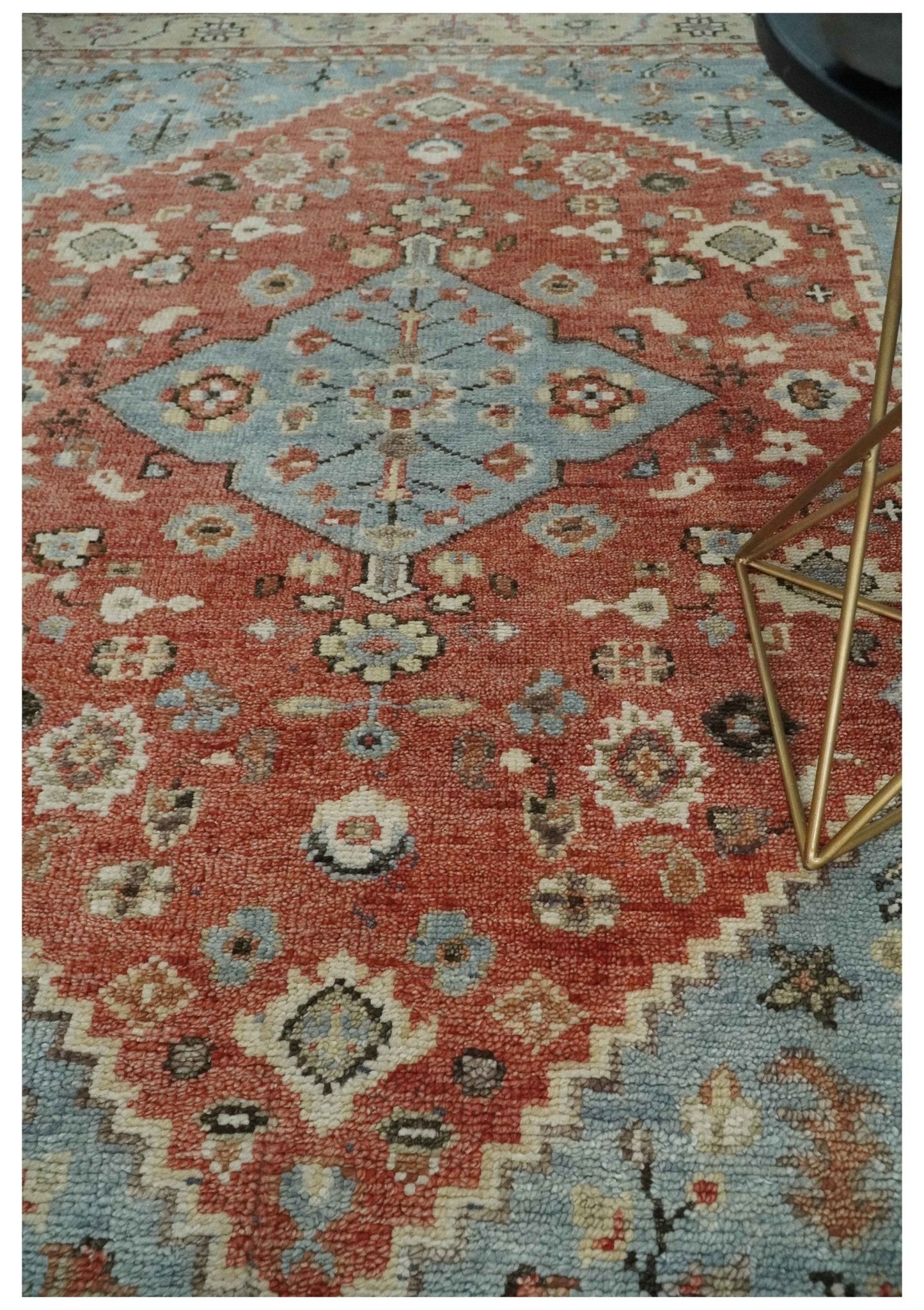 8x10 Antique look Traditional Floral Gray, Rust and Beige Hand knotted wool Area Rug - Marsh and Manor Collective