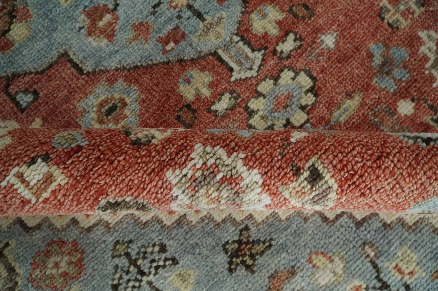 8x10 Antique look Traditional Floral Gray, Rust and Beige Hand knotted wool Area Rug - Marsh and Manor Collective