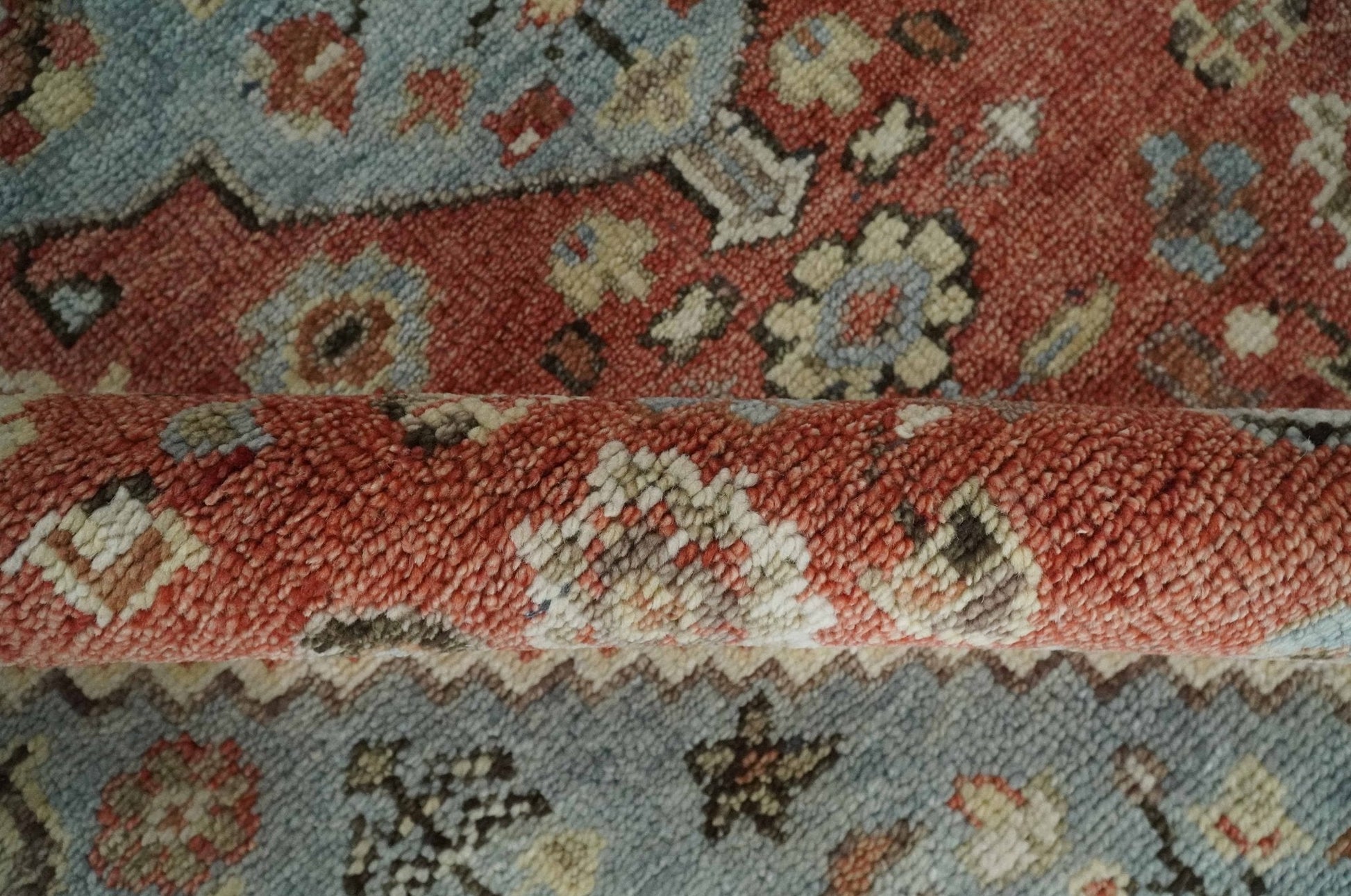 8x10 Antique look Traditional Floral Gray, Rust and Beige Hand knotted wool Area Rug - Marsh and Manor Collective