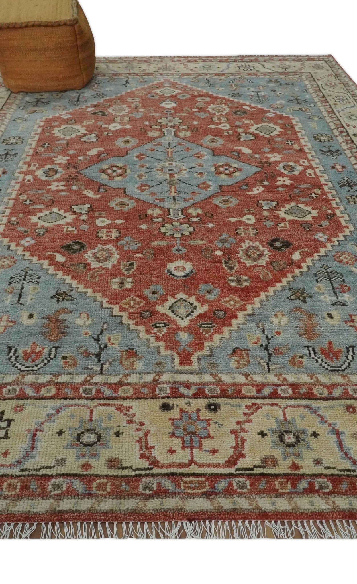 8x10 Antique look Traditional Floral Gray, Rust and Beige Hand knotted wool Area Rug - Marsh and Manor Collective