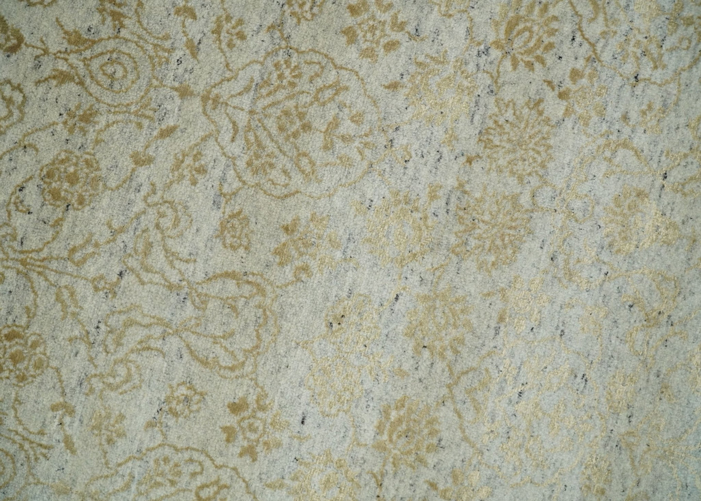 8x10 Fine Hand Knotted Beige and Gold Traditional Vintage Persian Style Antique Silk Rug | AGR21 - Marsh and Manor Collective