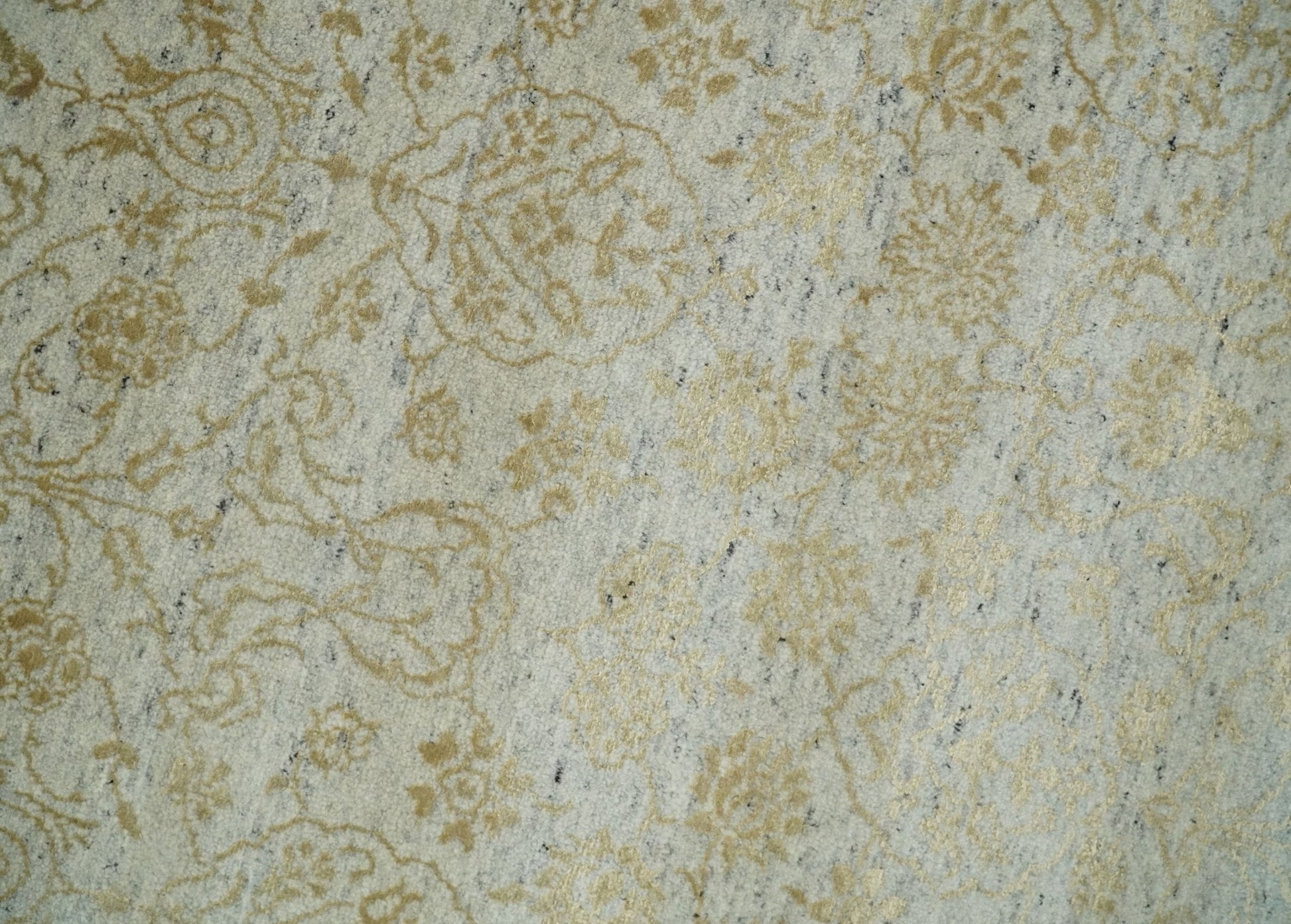 8x10 Fine Hand Knotted Beige and Gold Traditional Vintage Persian Style Antique Silk Rug | AGR21 - Marsh and Manor Collective