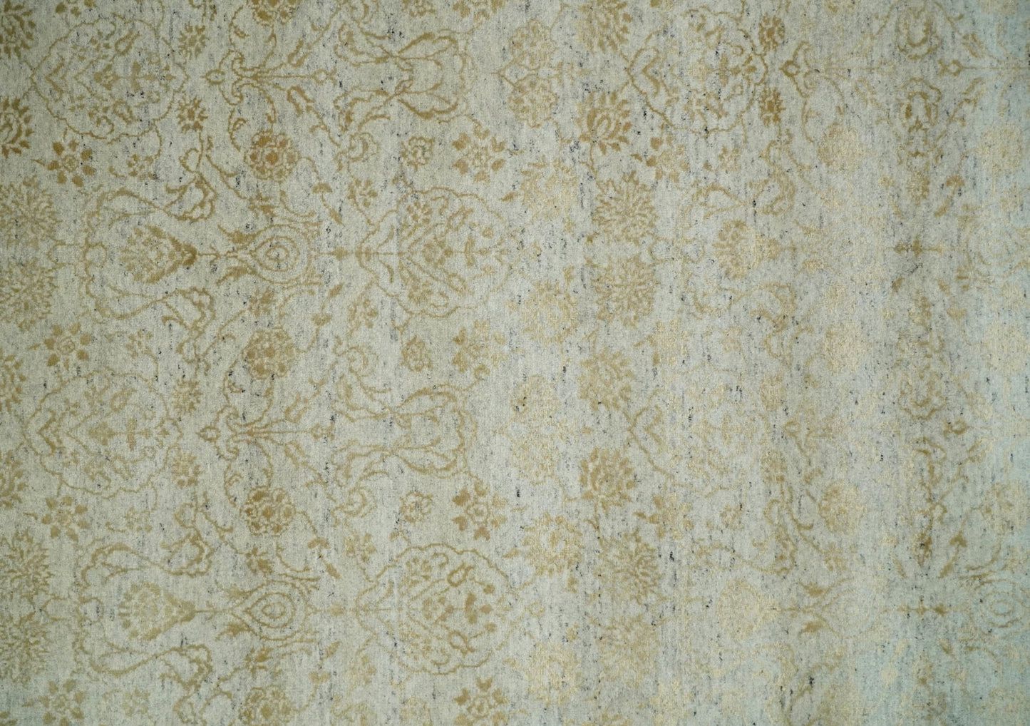 8x10 Fine Hand Knotted Beige and Gold Traditional Vintage Persian Style Antique Silk Rug | AGR21 - Marsh and Manor Collective
