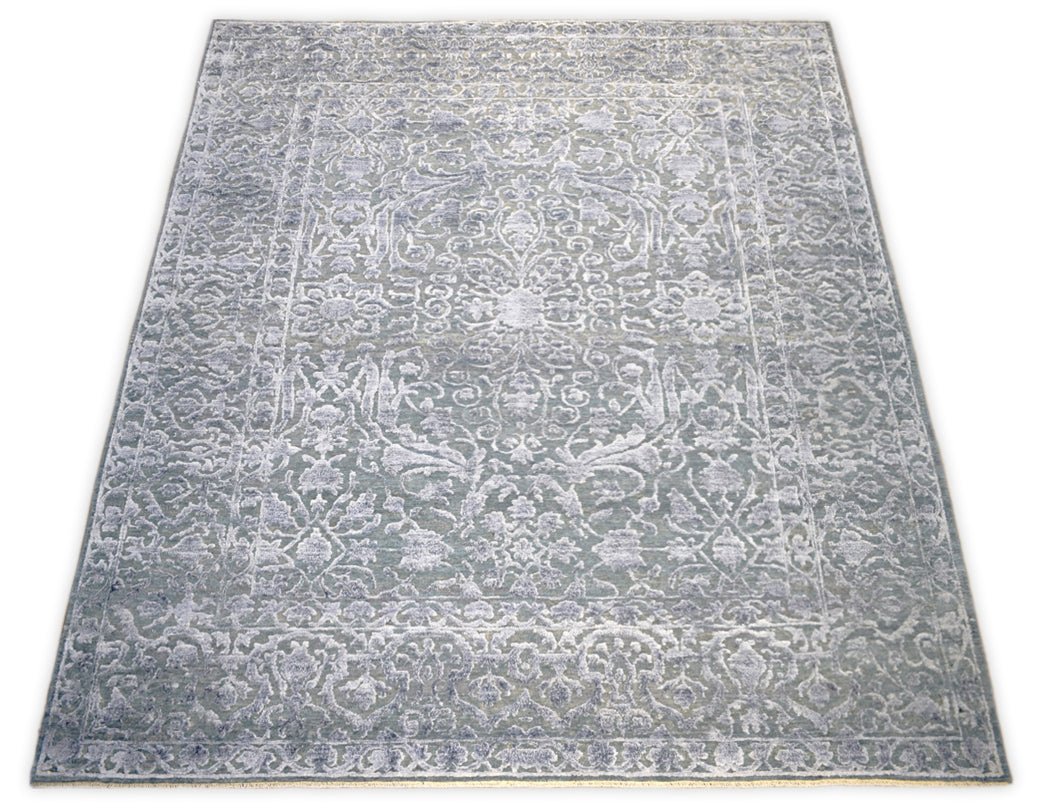 8'x10' Modern Hand made Hand - spun wool and Handspun Bamboo Silk Area Rug | The Rug Decor | TRD2021810 - Marsh and Manor Collective