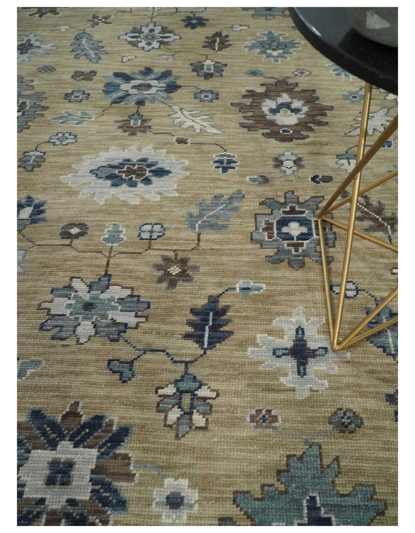 8x10 Traditional Beige and Gray Antique Style Floral Hand knotted Wool Area Rug - Marsh and Manor Collective