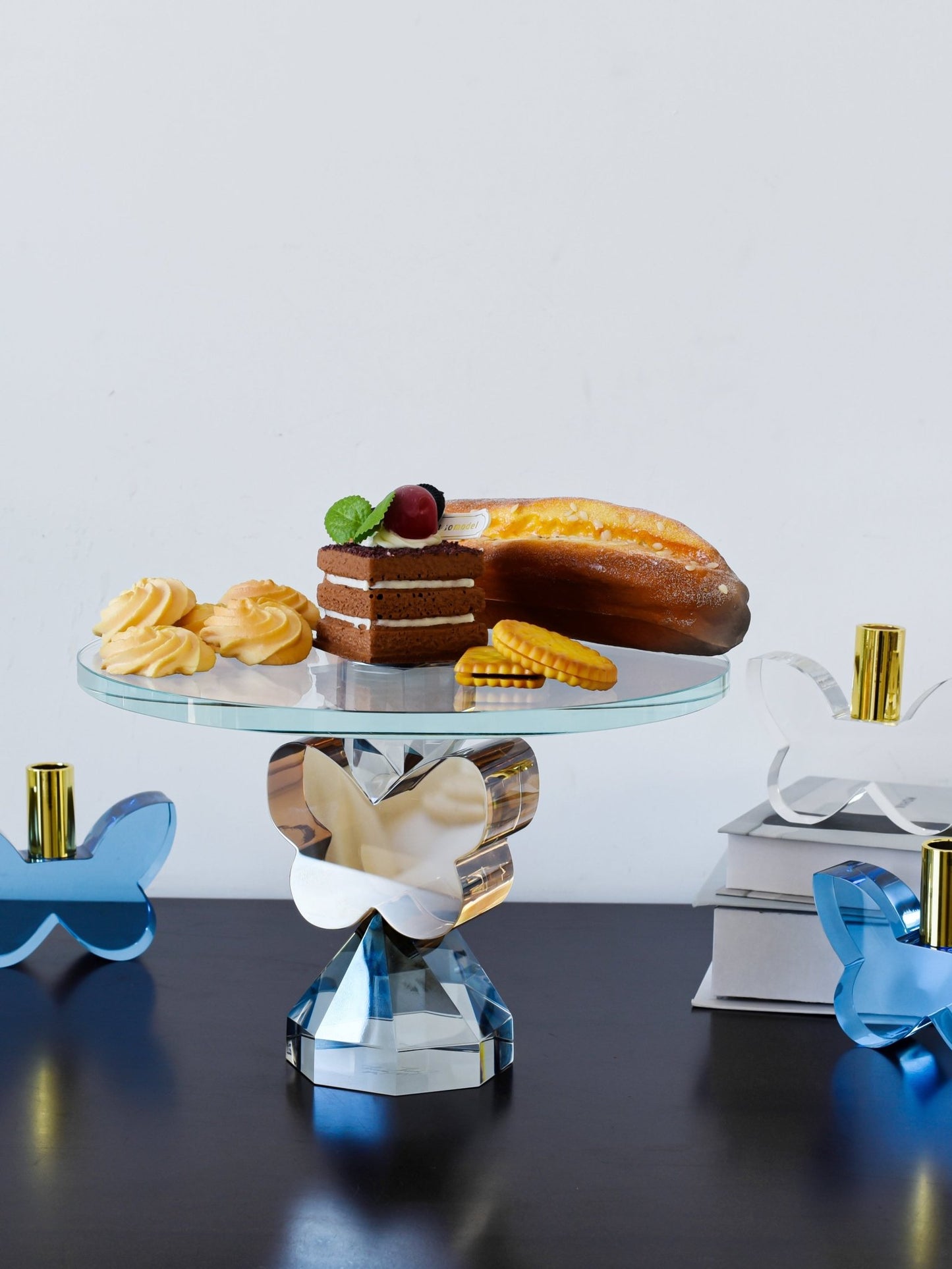9” Butterfly Cake Plate in Aqua/Gold - Marsh and Manor Collective