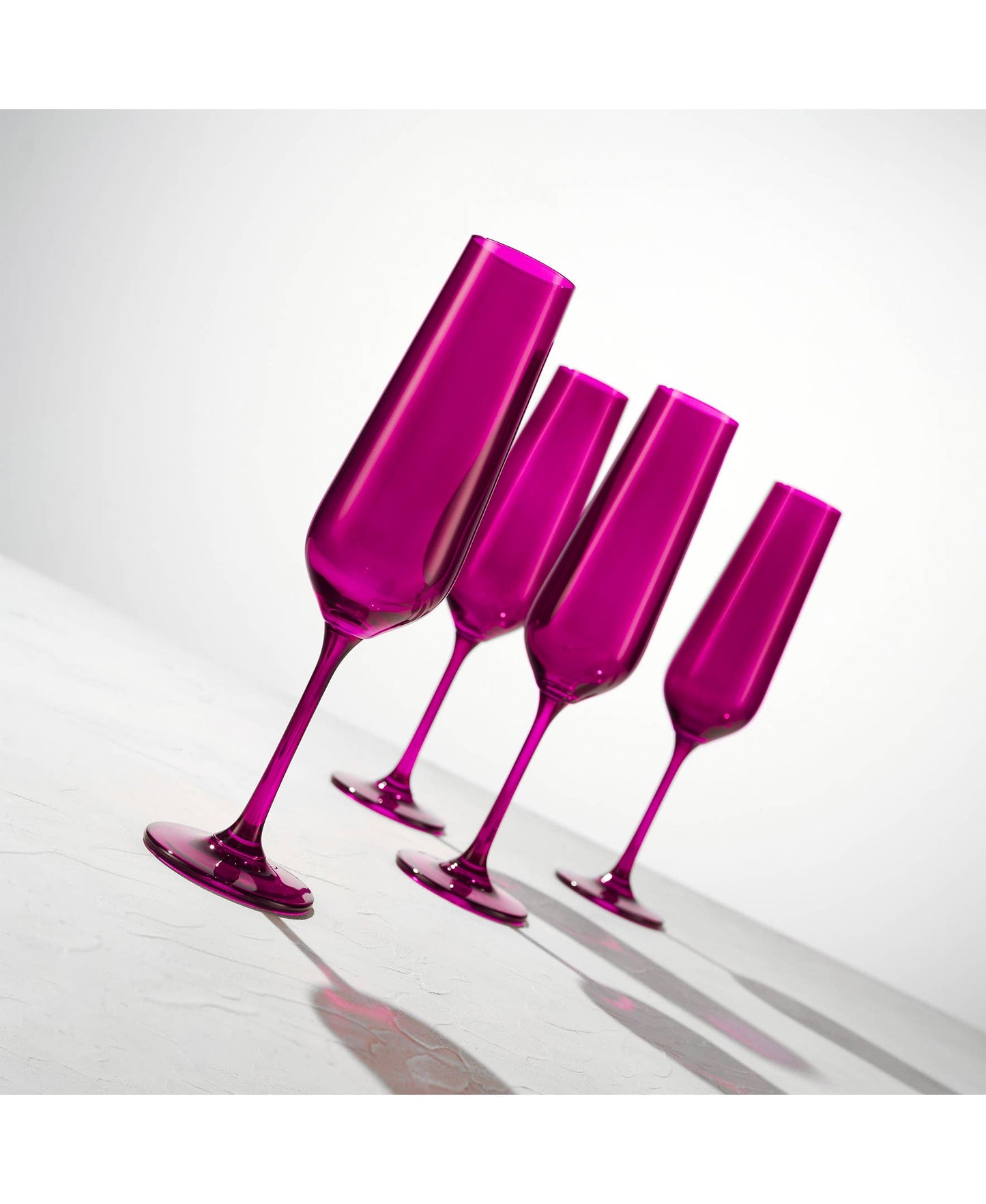 Set of Four Colored Champagne Flutes - multi colors avail: Amethyst