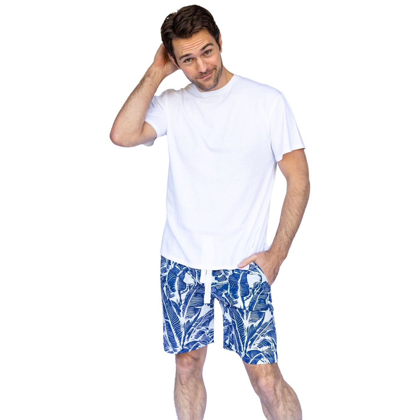 Men's Martinique® Blue Banana Leaf Sleep Shorts
