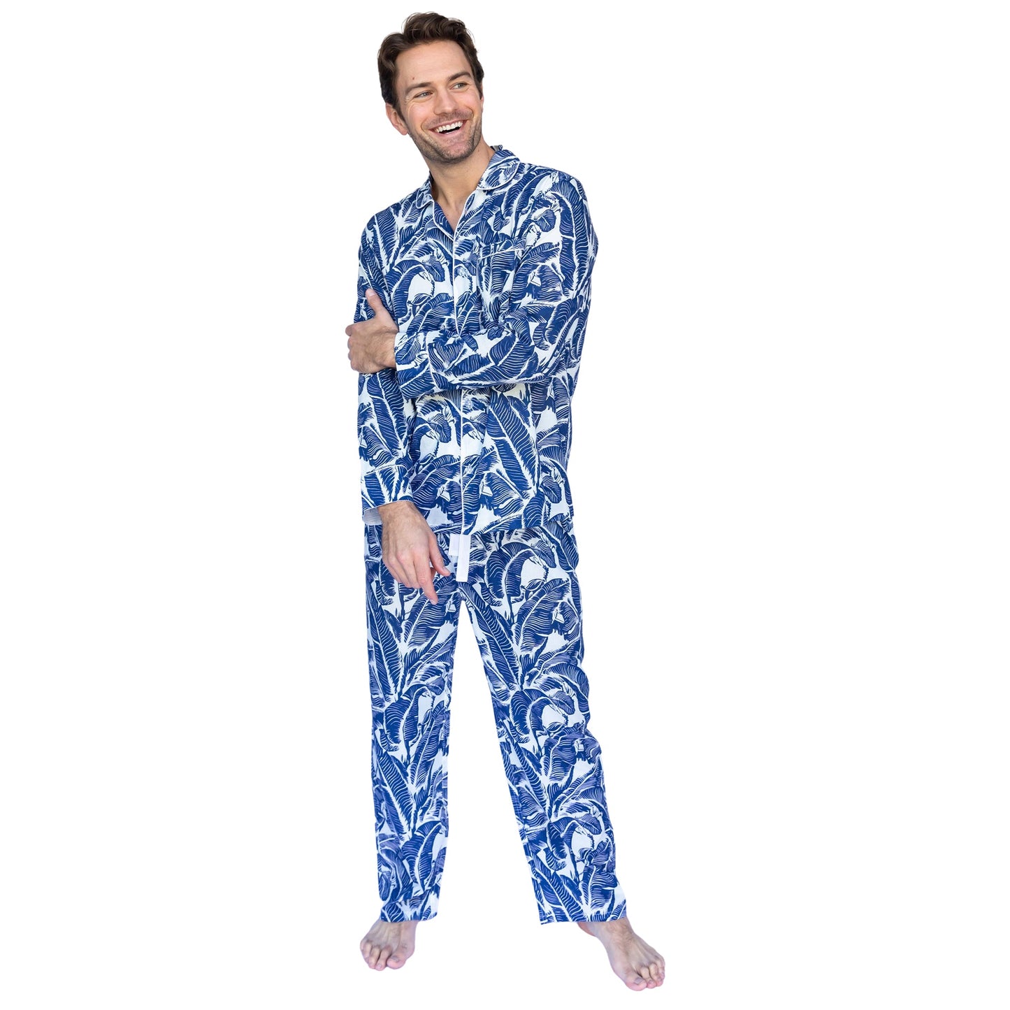 Men's Martinique® Blue Banana Leaf Long PJ Set