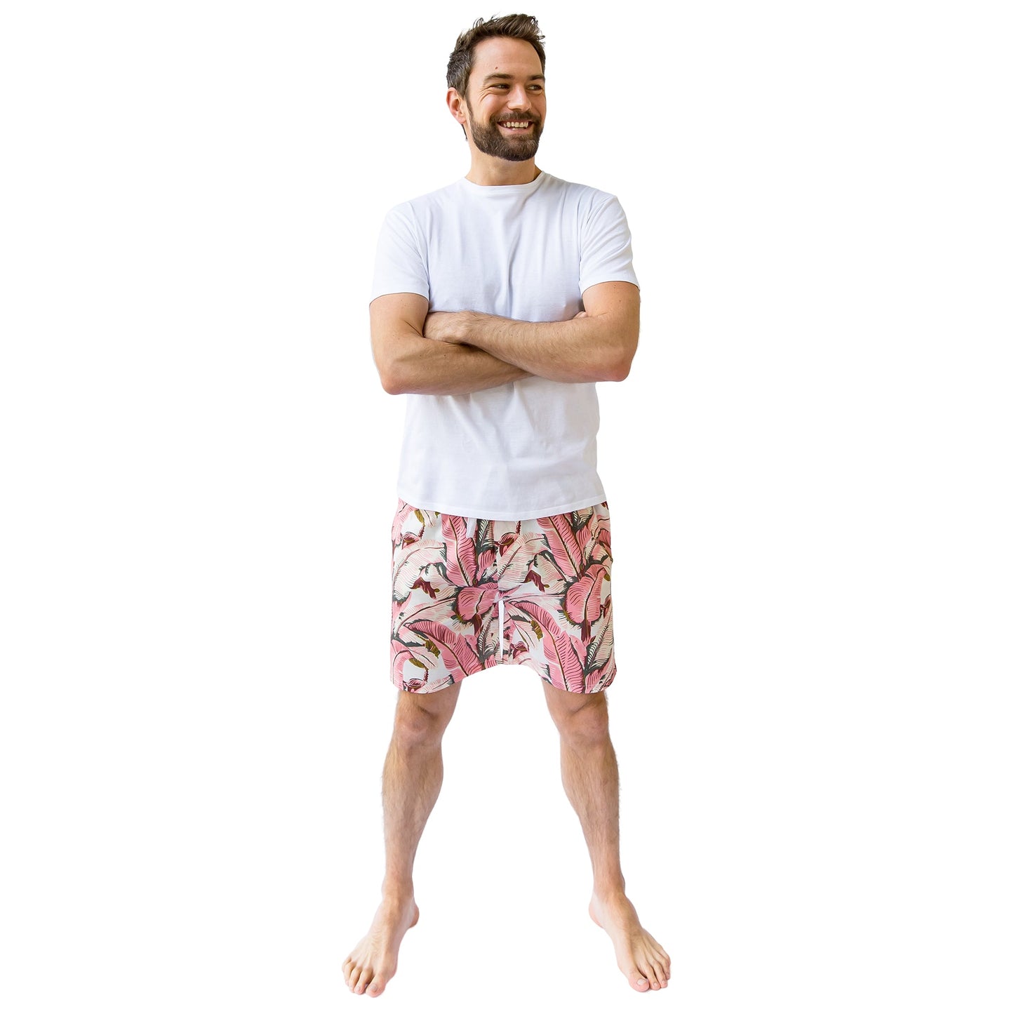 Men's Martinique® Pink Banana Leaf Sleep Shorts