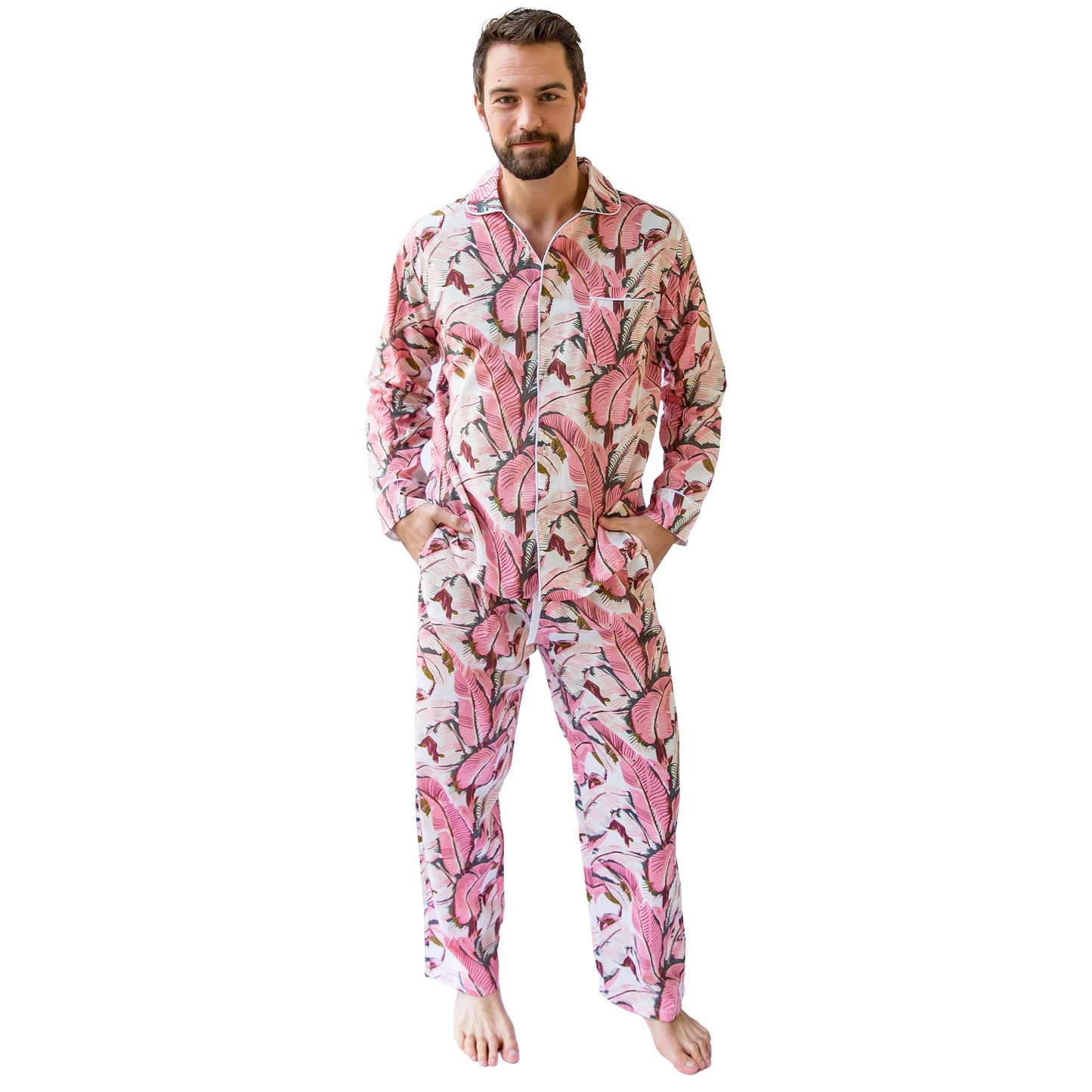 Men's Martinique® Pink Banana Leaf Long PJ Set