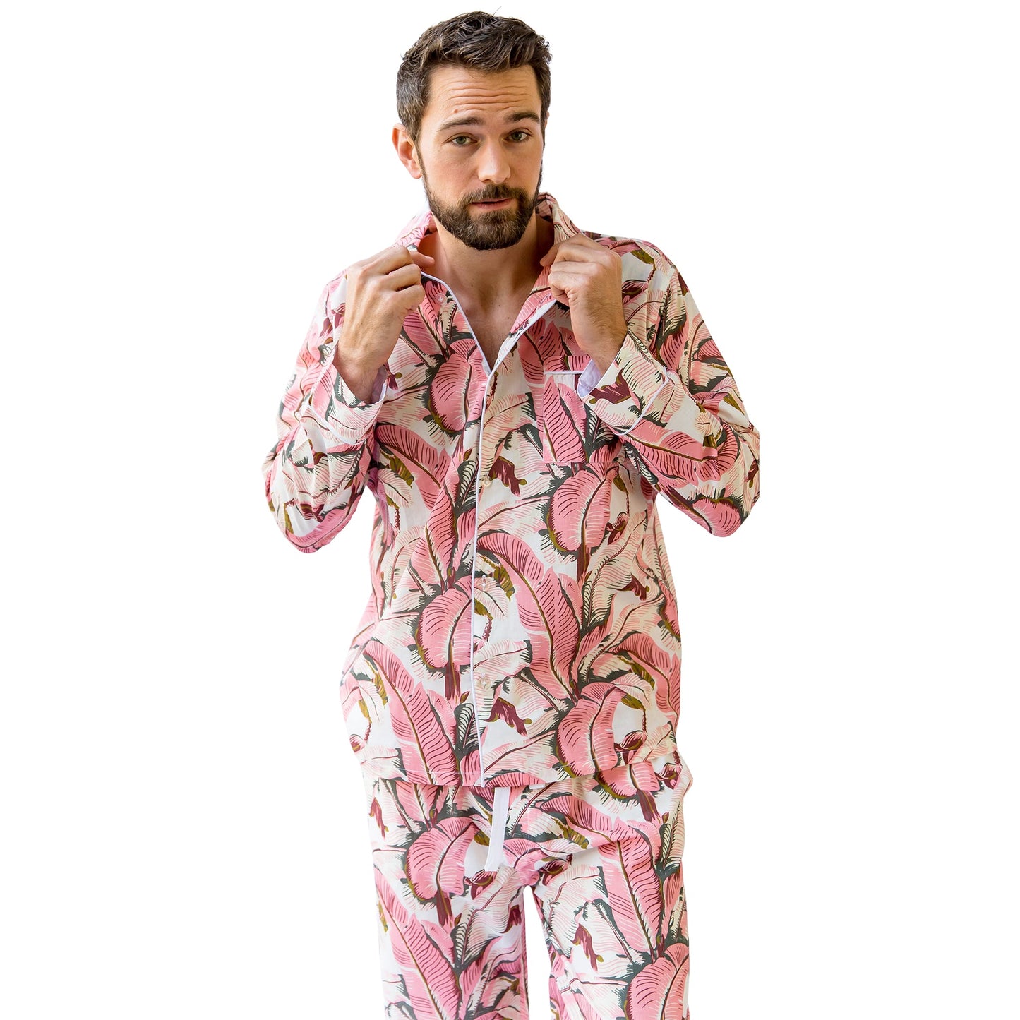 Men's Martinique® Pink Banana Leaf Long PJ Set