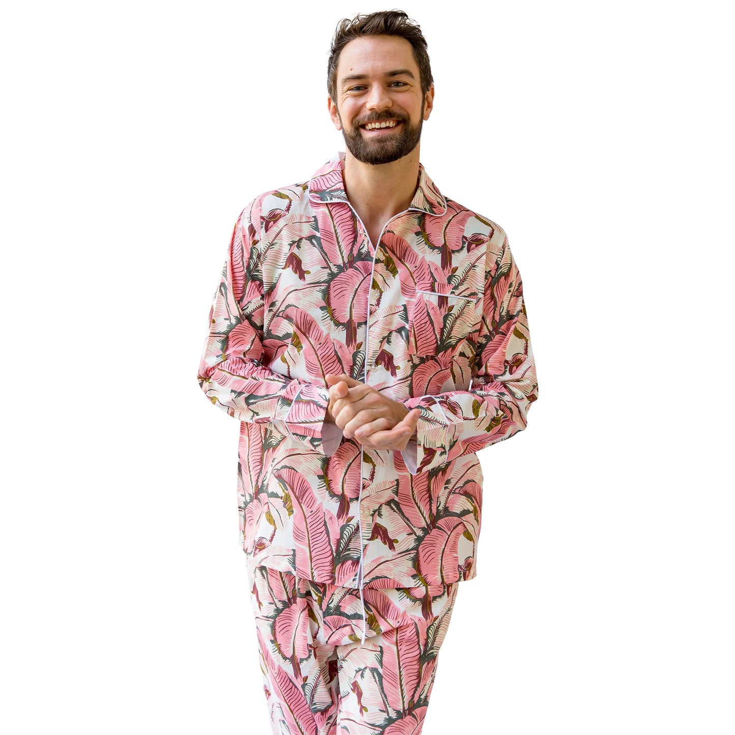 Men's Martinique® Pink Banana Leaf Long PJ Set