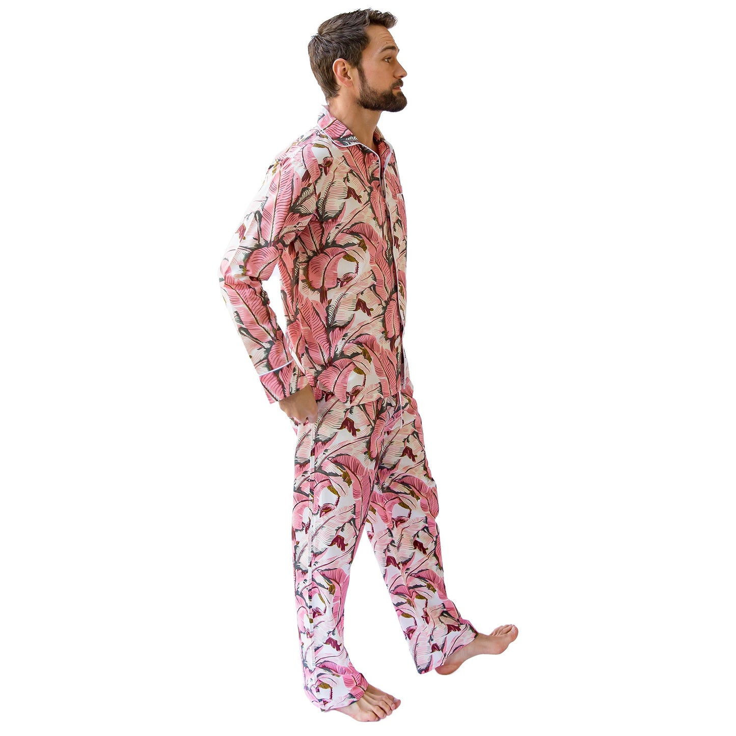 Men's Martinique® Pink Banana Leaf Long PJ Set