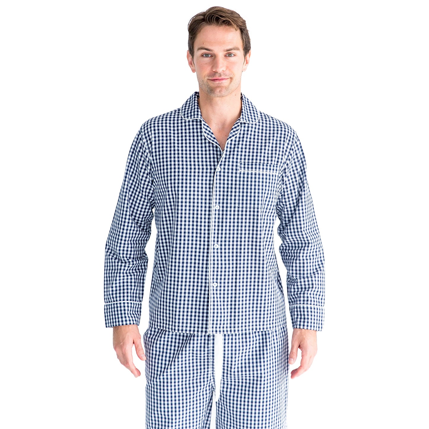 Men's Hepburn Gingham Navy Long PJ Set