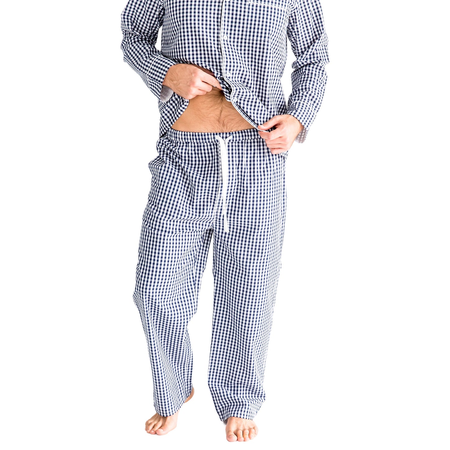 Men's Hepburn Gingham Navy Long PJ Set
