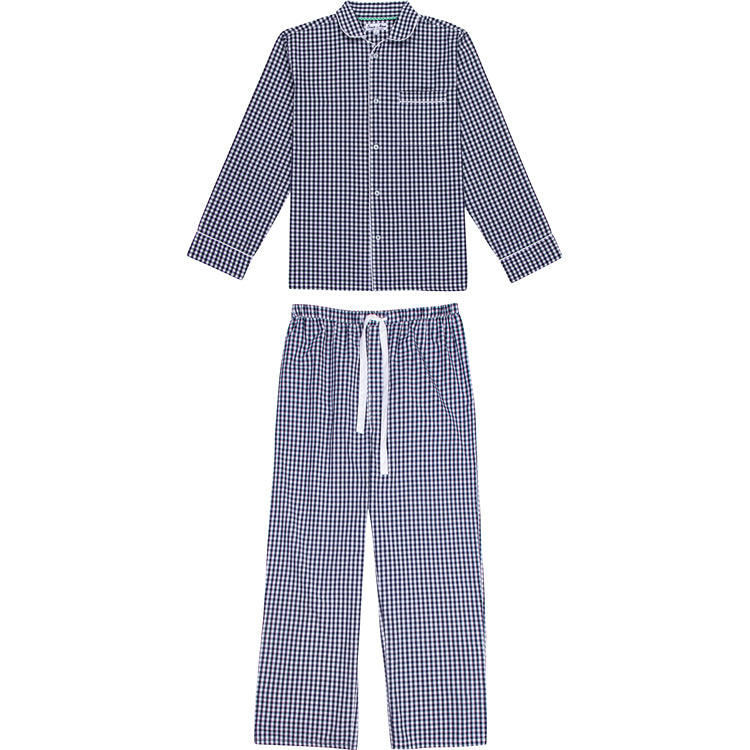 Men's Hepburn Gingham Navy Long PJ Set