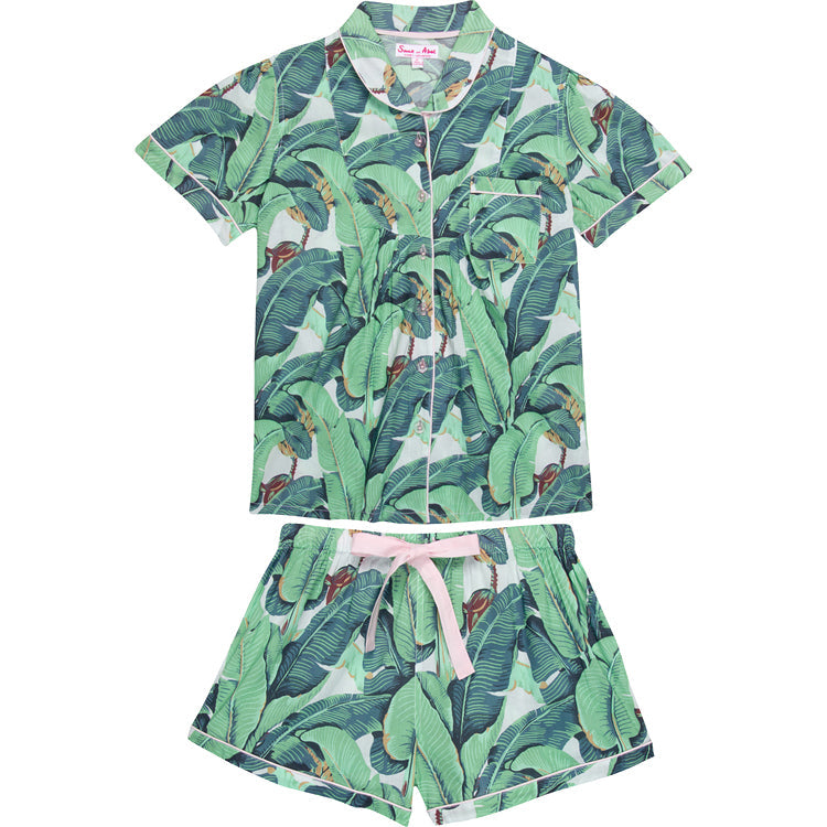 Women's Martinique® Green Banana Leaf Short PJ Set