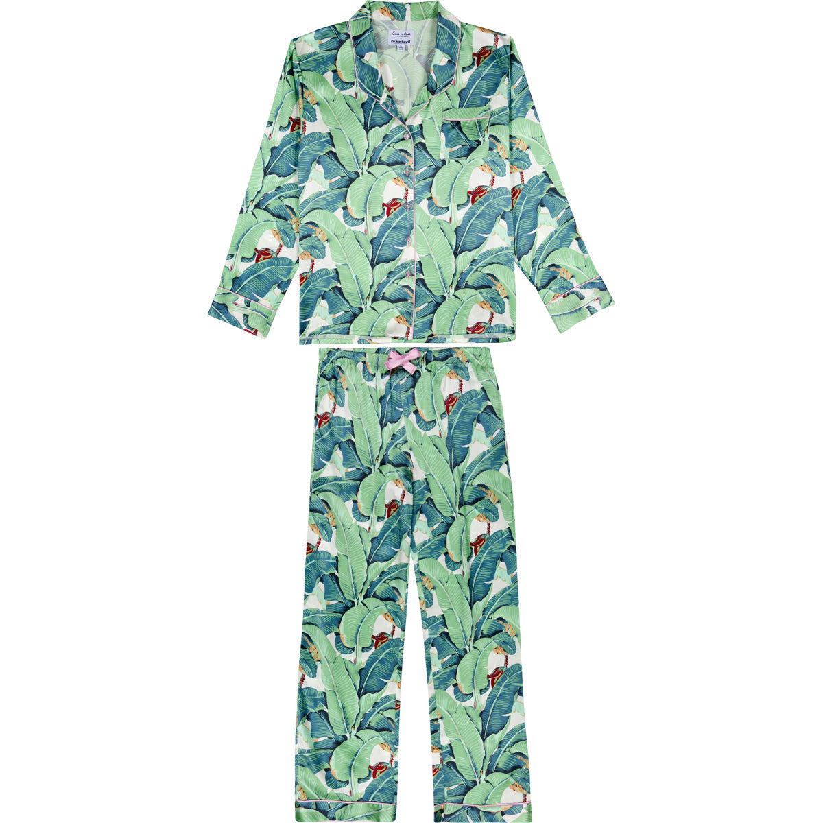 Women's Martinique® Green Banana Leaf Long PJ Set - SILK