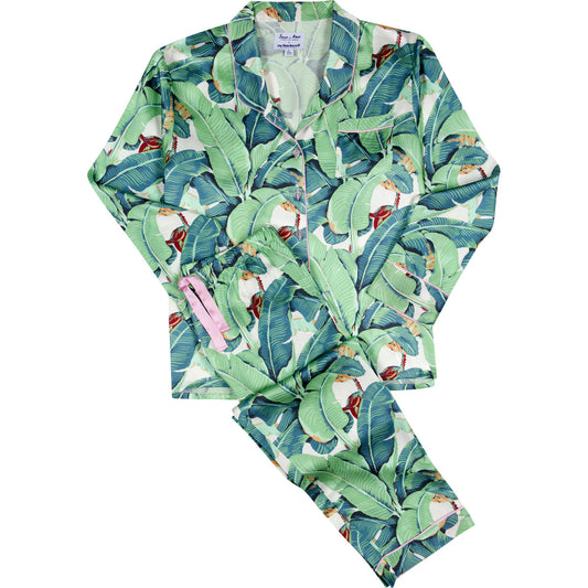 Women's Martinique® Green Banana Leaf Long PJ Set - SILK