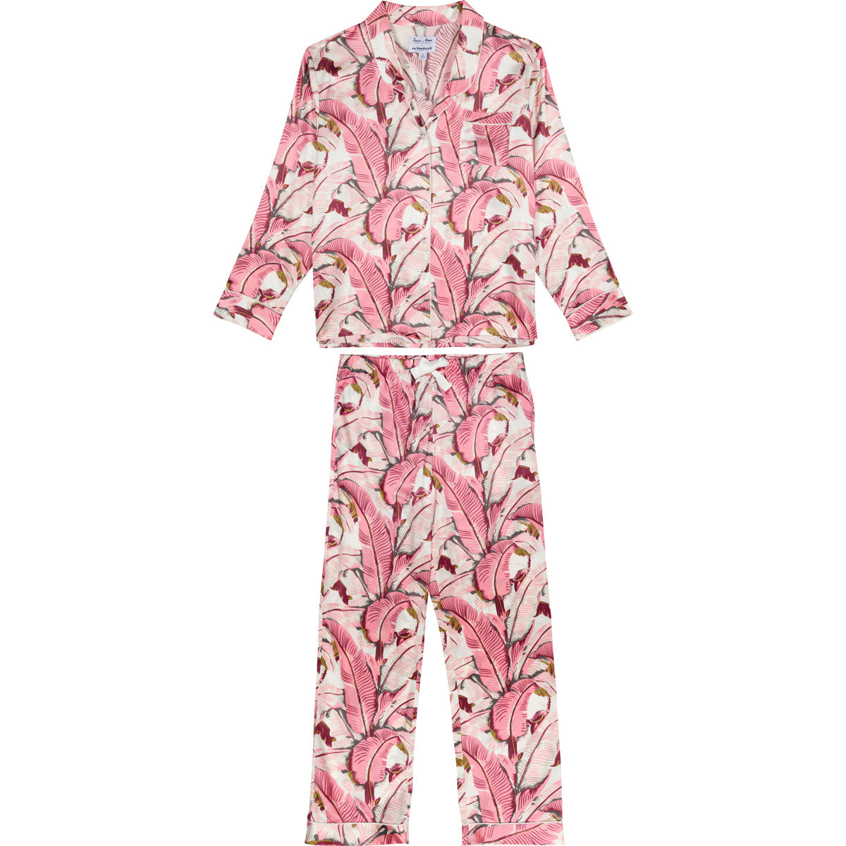 Women's Martinique® Pink Banana Leaf Long PJ Set - SILK