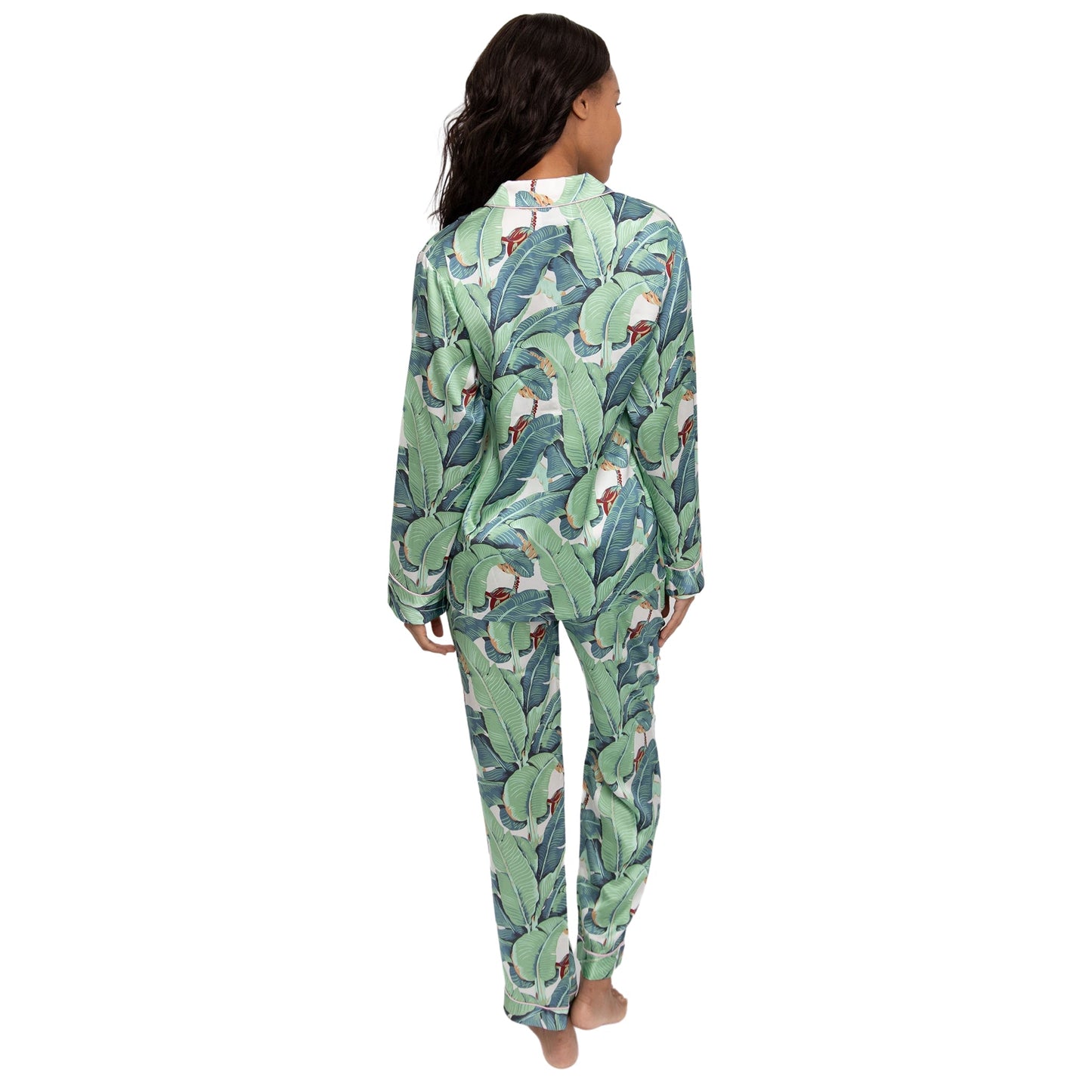 Women's Martinique® Green Banana Leaf Long PJ Set - SILK