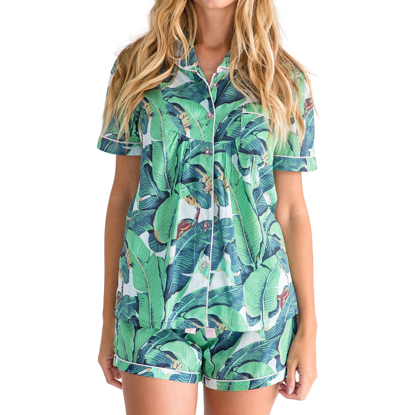 Women's Martinique® Green Banana Leaf Short PJ Set