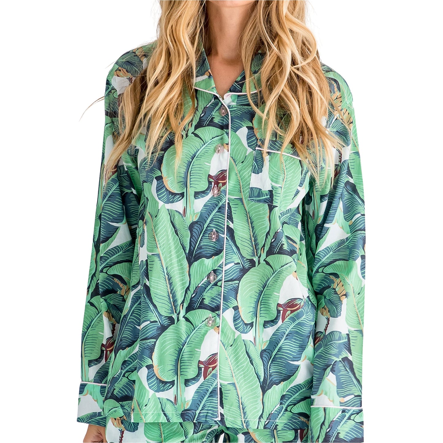 Women's Martinique® Green Banana Leaf Long PJ Set