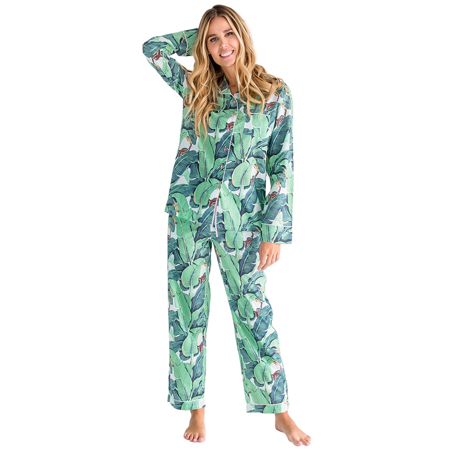 Women's Martinique® Green Banana Leaf Long PJ Set