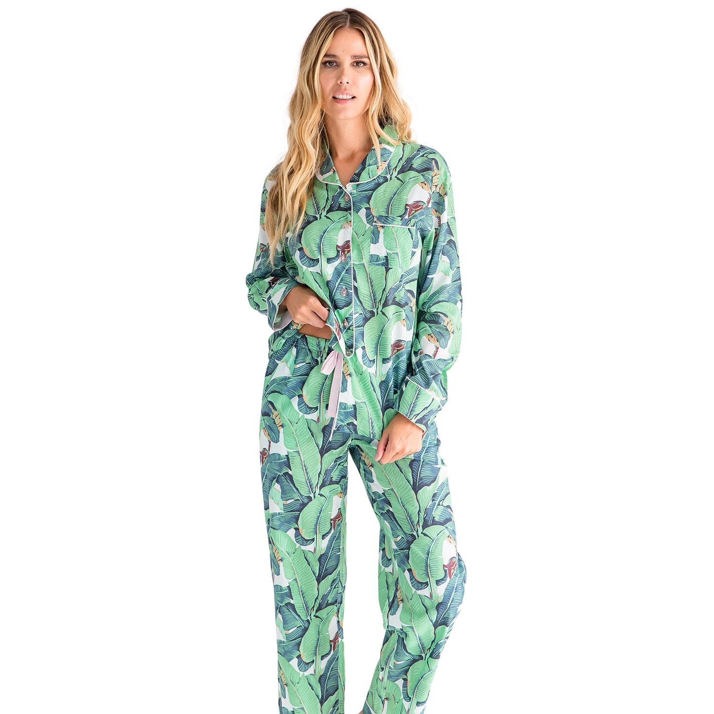 Women's Martinique® Green Banana Leaf Long PJ Set