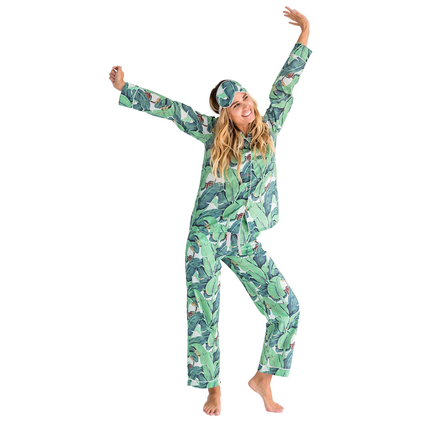 Women's Martinique® Green Banana Leaf Long PJ Set